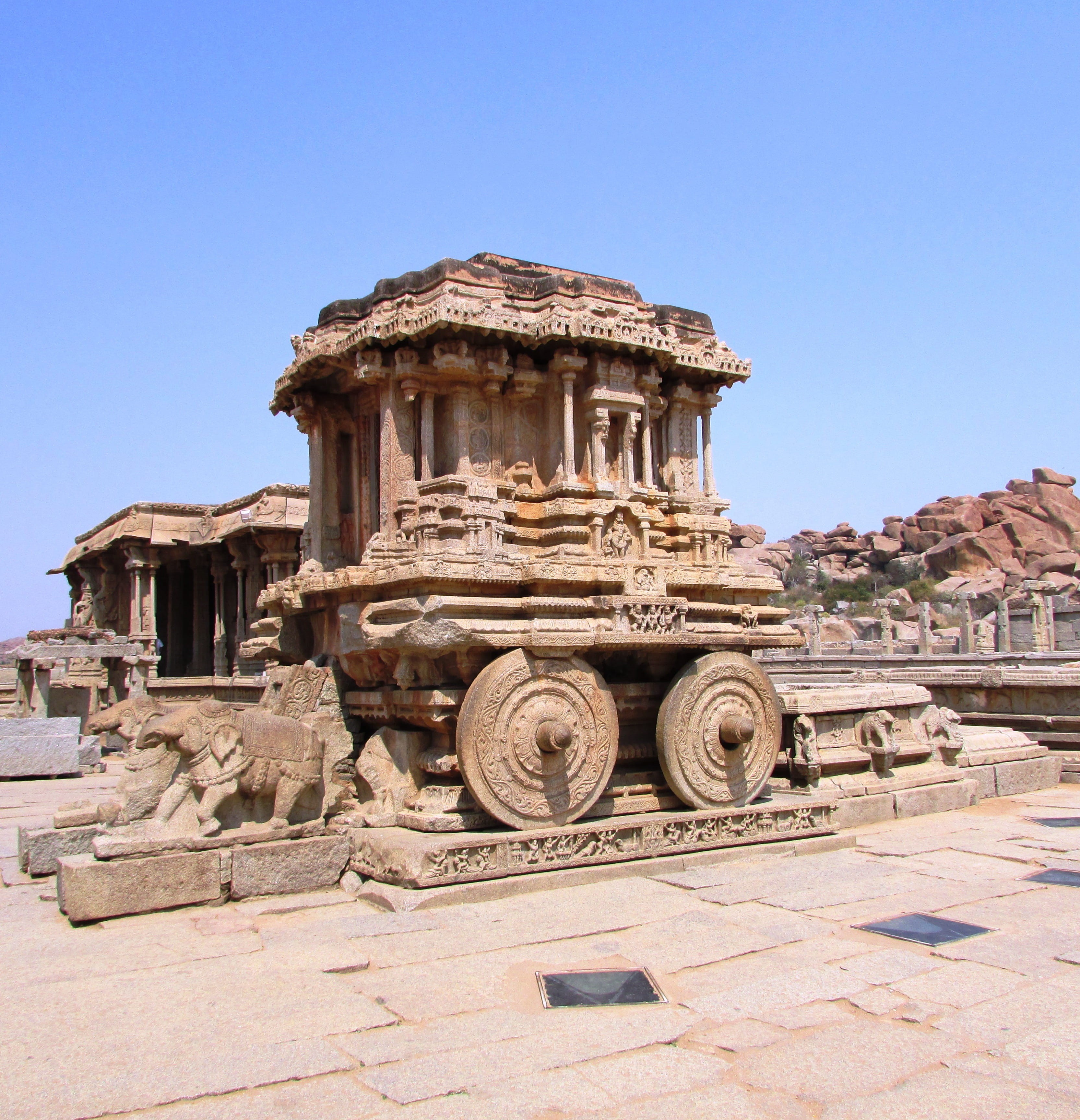 history, India, stone chariot, creativity, historical, architectural column, blue, nature, Landmark, art and craft, ancient civilization, no people, artwork, Phone HD Wallpaper