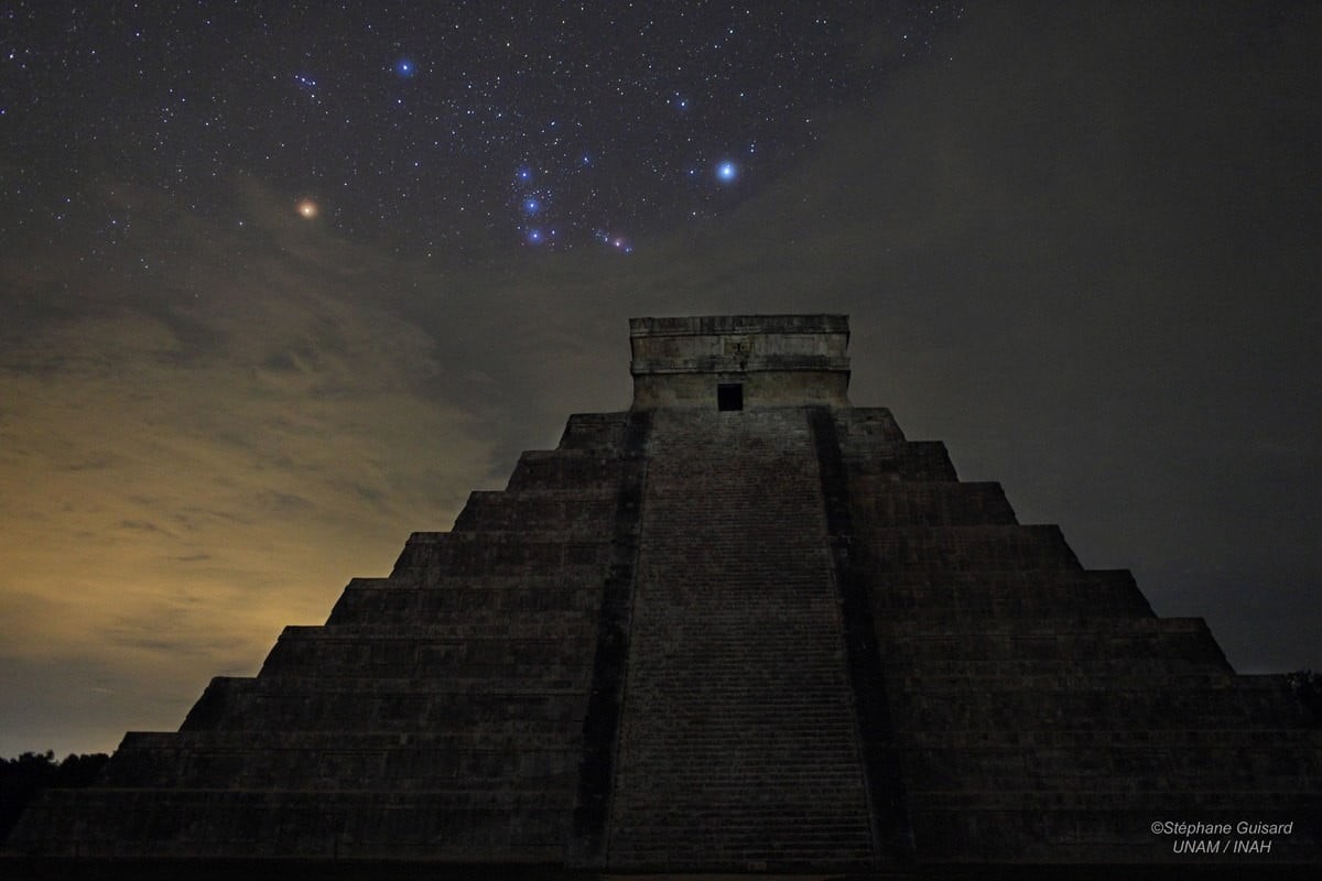 no people, ancient, travel, star - space, sky, space, architecture, low angle view, building, 480P, grey, pyramid, building exterior, Chichen Itza, nature, HD Wallpaper