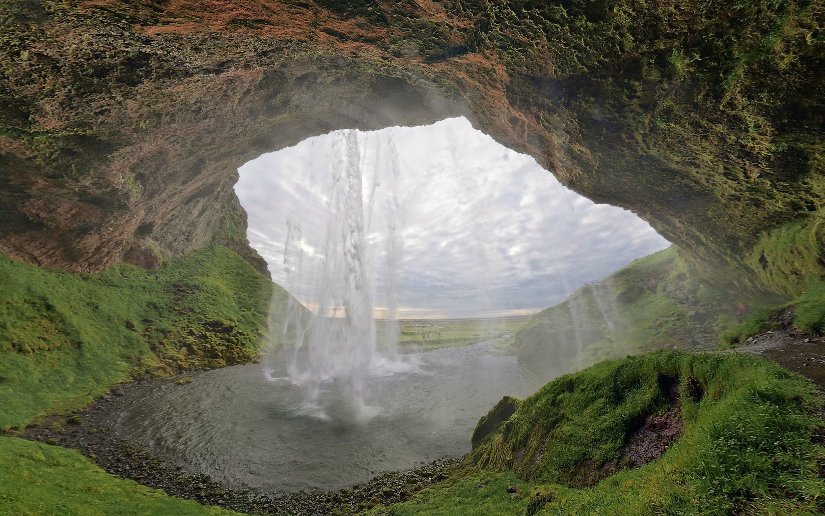 flowing, power in nature, beauty in nature, cave, sky, long exposure, nature, non-urban scene, flowing water, outdoors, land, solid, 720P, lake, day, waterfall, HD Wallpaper