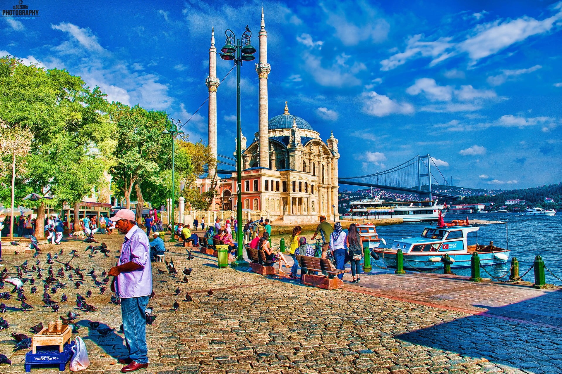 HDR, architecture, men, religion, Turkey, Islamic architecture, Islam, 1080P, adult, building, travel, place of worship, large group of people, cloud - sky, HD Wallpaper