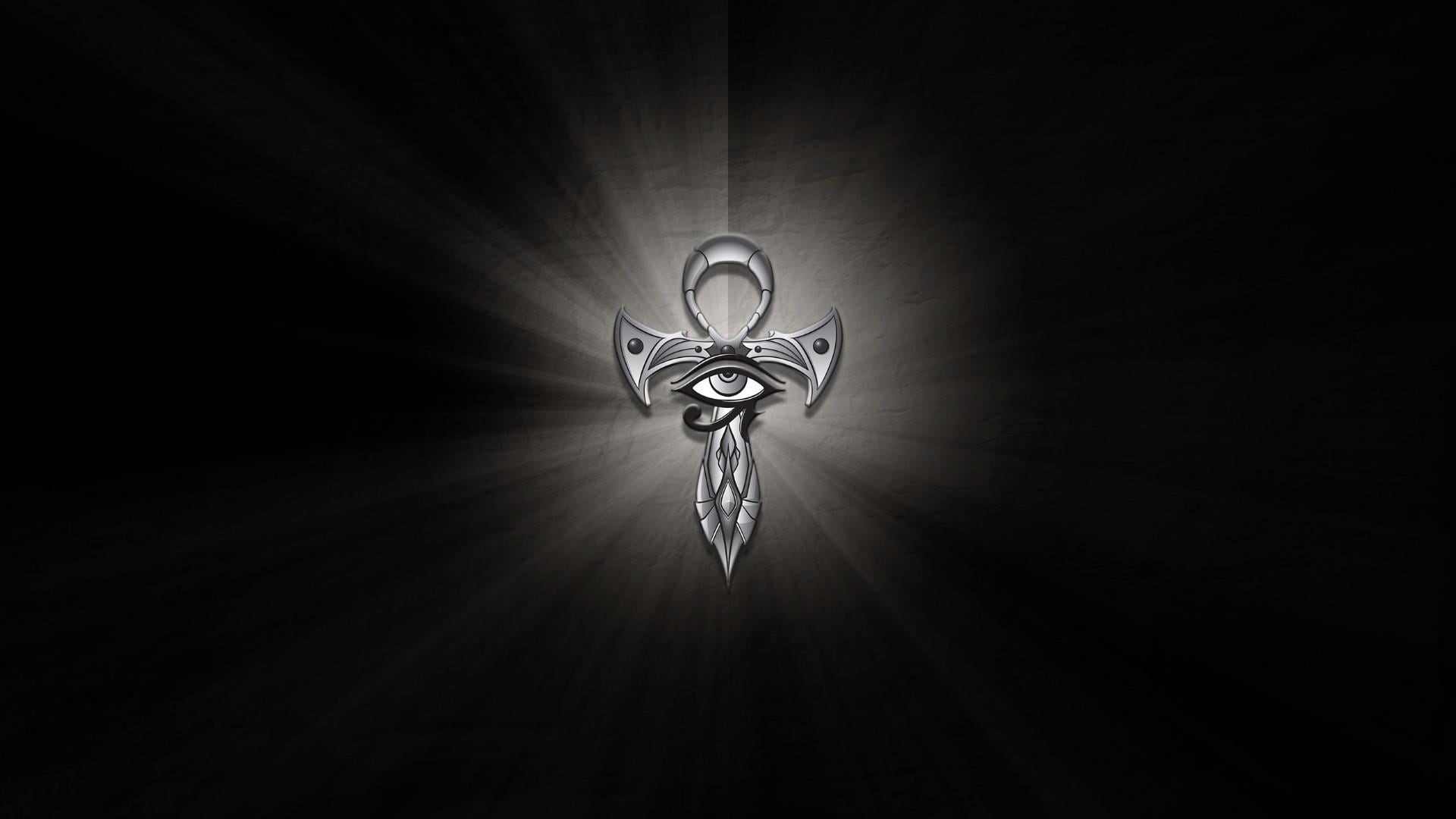 studio shot, silver colored, metal, backgrounds, symbol, pendant, dark, close-up, diamond - gemstone, no people, hieroglyph, illuminated, art and craft, HD Wallpaper