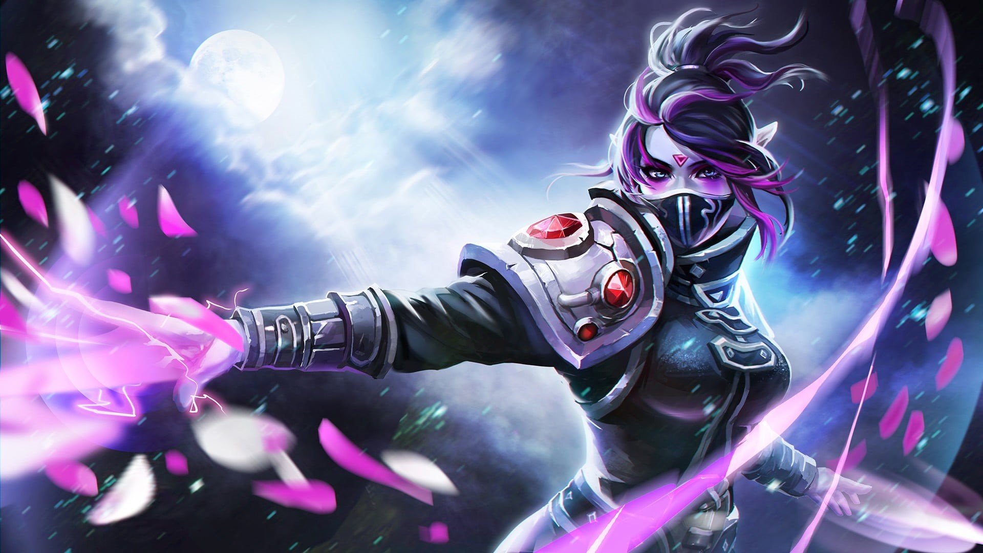 assassin, sky, magic, hero, arts culture and entertainment, Dota, illuminated, Defense of the ancient, lens flare, close-up, concert, pink color, Dota 2, HD Wallpaper