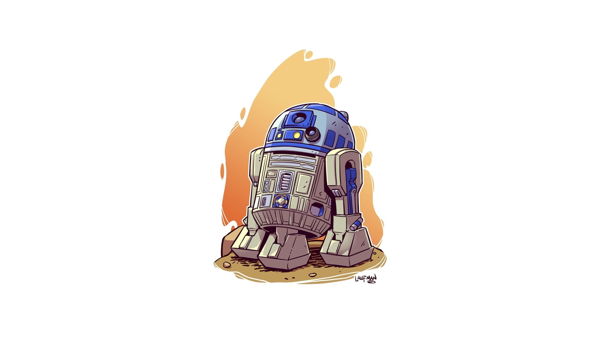 white background, simple background, 1080P, Star Wars, artwork, R2-D2, HD Wallpaper