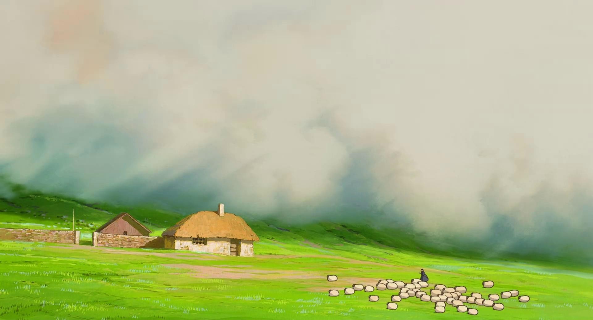 nature, building, field, beauty in nature, fog, no people, grass, plant, landscape, built structure, day, green color, land, building exterior, environment, HD Wallpaper