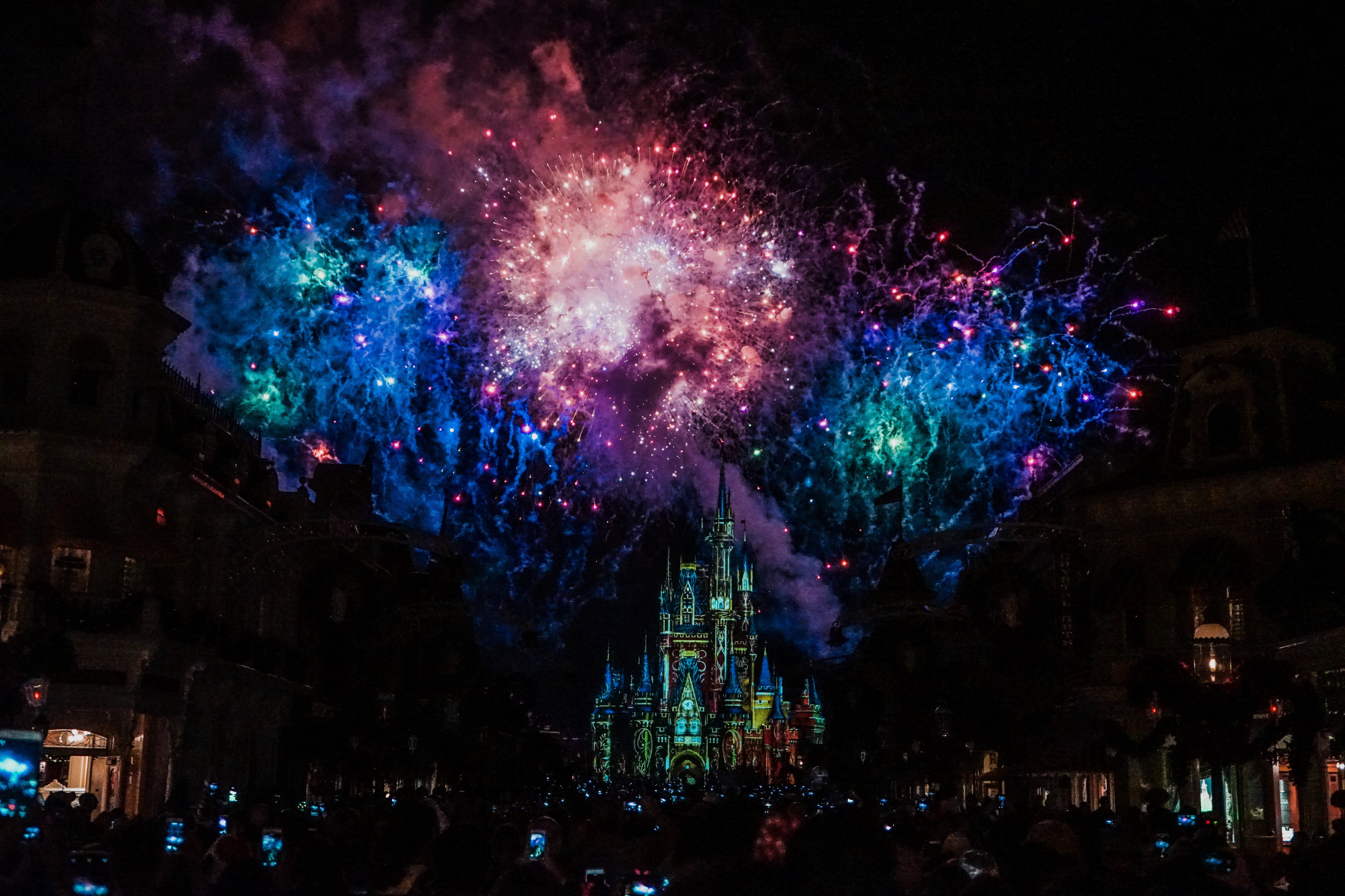 arts culture and entertainment, celebration event, magic kingdom, night, disney land, disney world, nature, christmas, city, vacation, adventure, architecture, HD Wallpaper