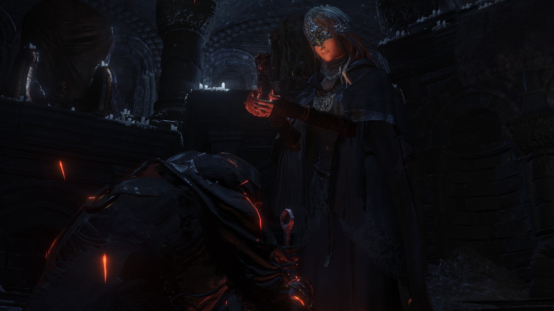 iii, hd, video, Video Games, Dark Souls III, art, warm clothing, holding, nature, illuminated, winter, software, men, night, real people, clothing, 1920x1080 px, HD Wallpaper