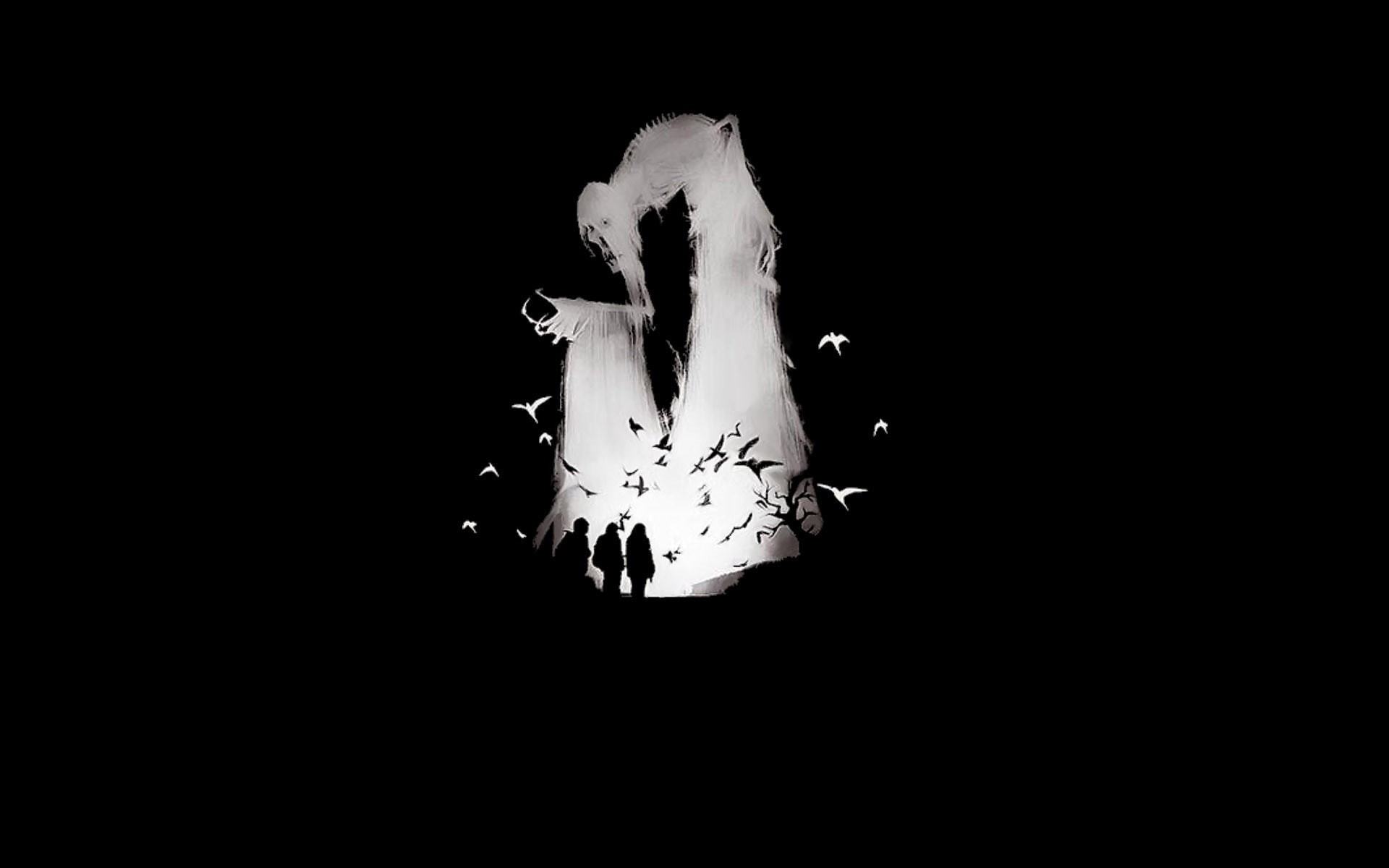 minimalism, Harry Potter and the Deathly Hallows, monochrome, artwork, Harry Potter, movies, 1080P, HD Wallpaper