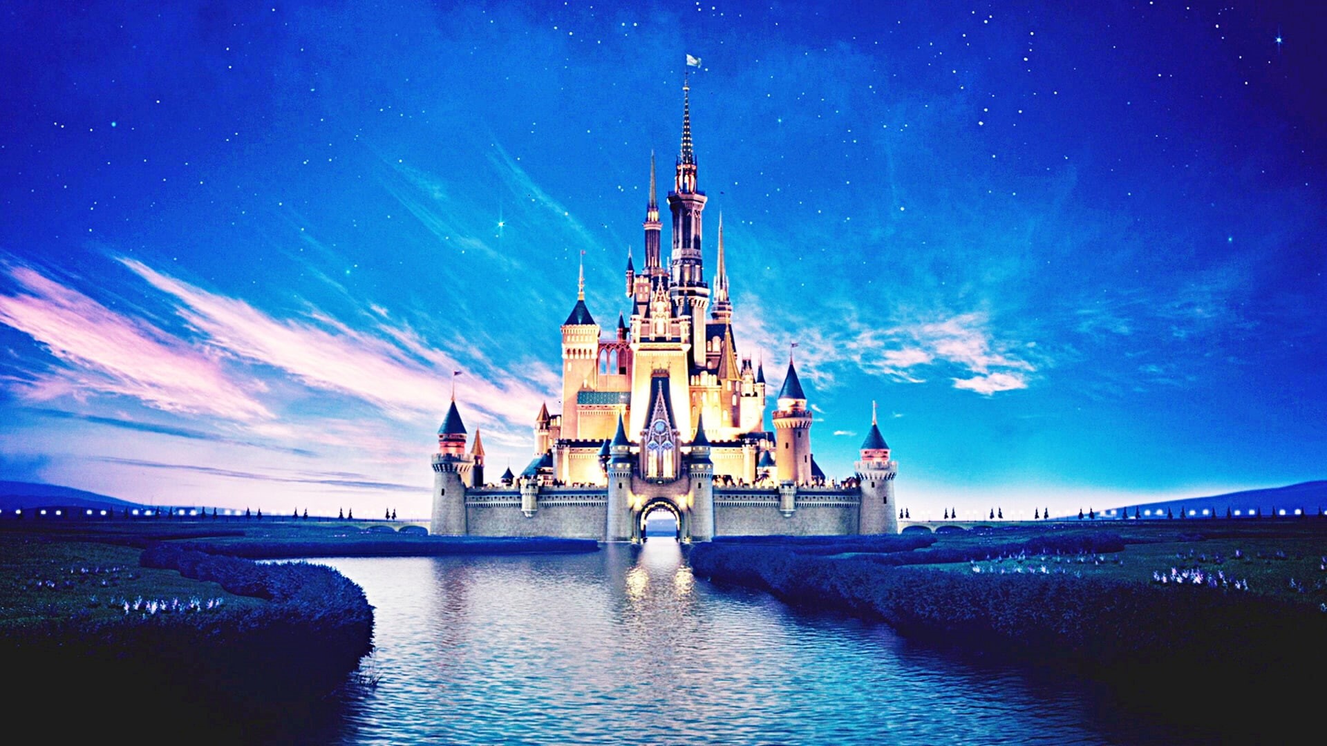 View, Disneyland, River, Castle, Beautiful, 1080P, Night, HD Wallpaper