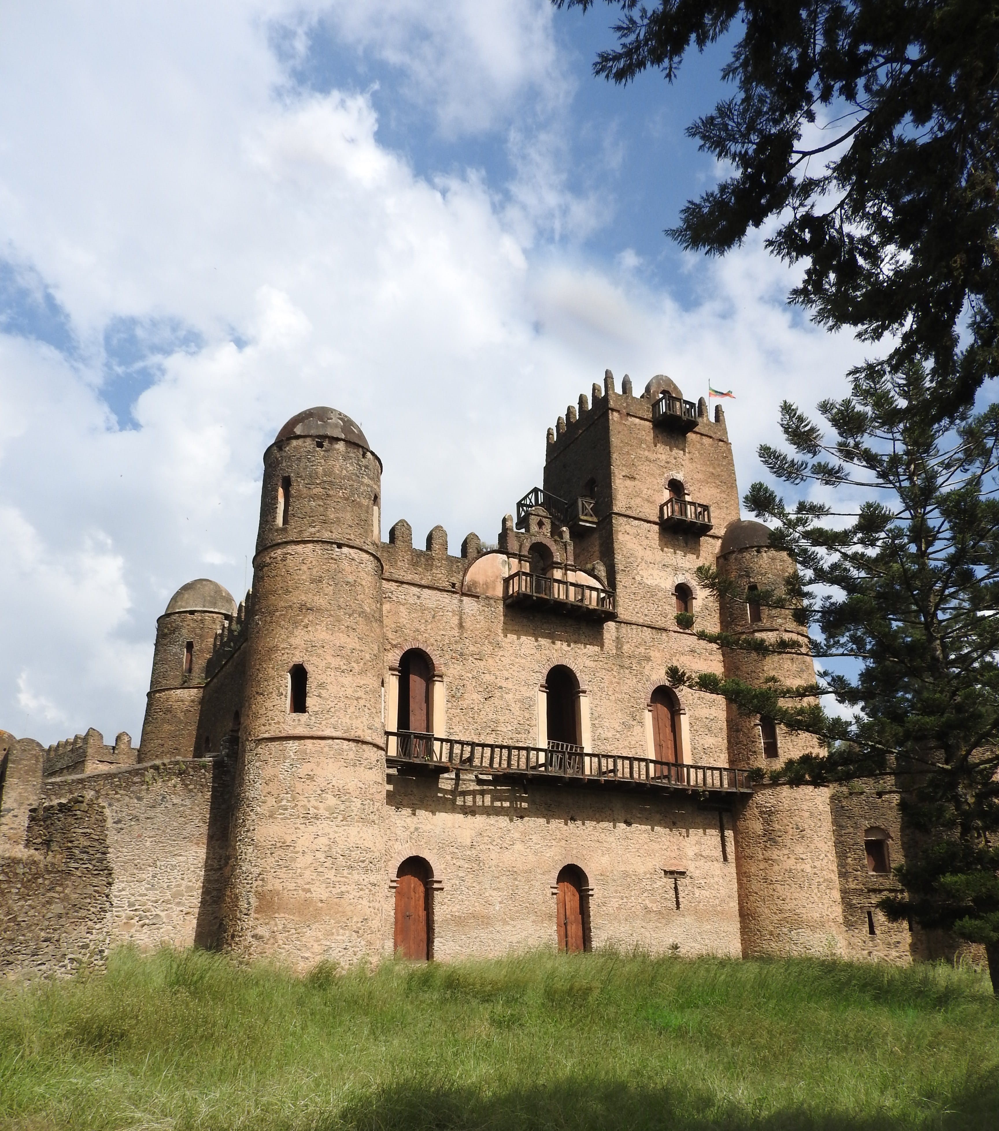 Ruins, no people, building, low angle view, old, sky, ethiopia, grass, castle, medieval, plant, the past, fort, architecture, outdoors, cloud - sky, Ethiopia, Phone HD Wallpaper