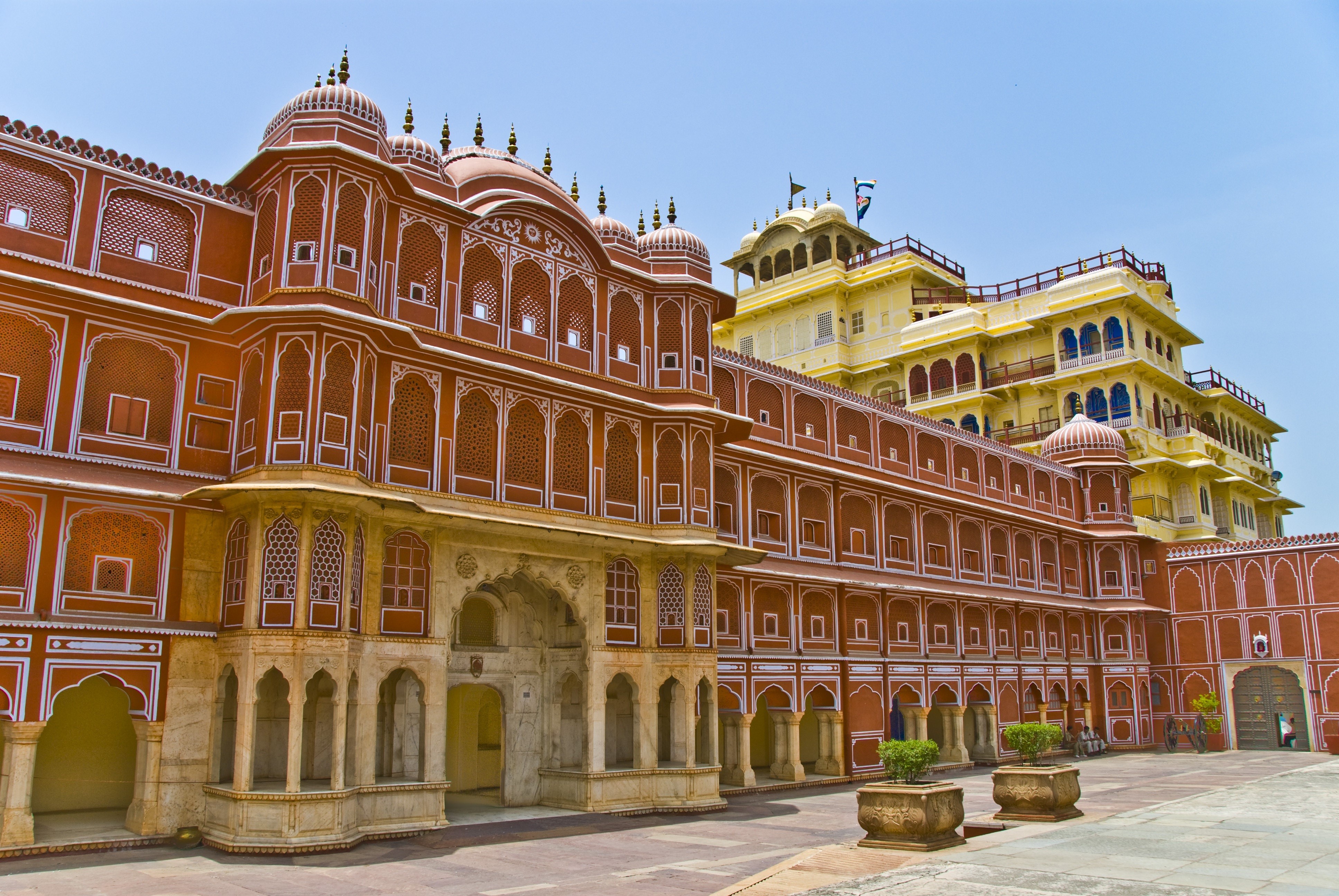 arch, india, building, the past, nature, no people, jaipur palace, architectural column, outdoors, sky, city, jaipur, building exterior, concrete, 4K, HD Wallpaper