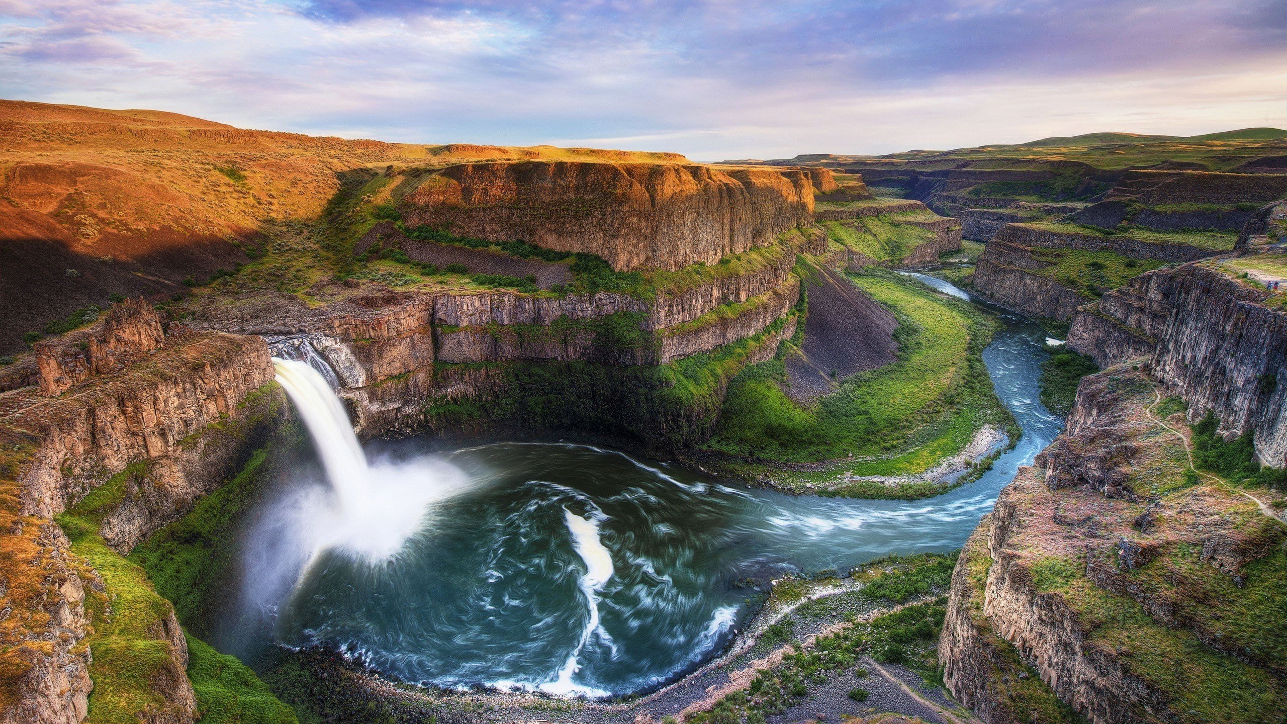 stream - flowing water, rock formation, environment, land, water, rock, long exposure, speed, nature beauty desktop hd images 2560x1440, beauty in nature, HD Wallpaper