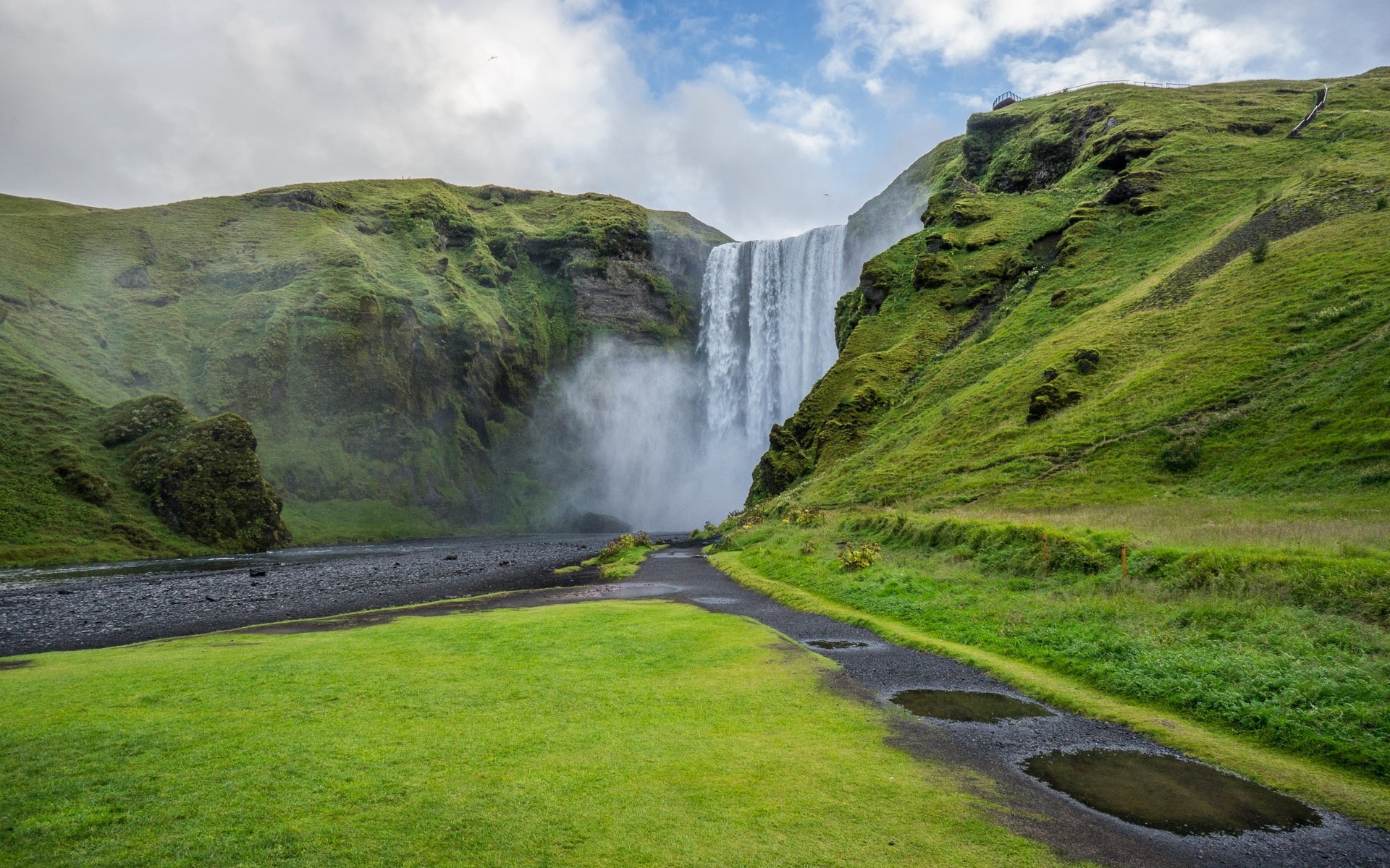 day, waterfall, power in nature, no people, 1080P, tranquil scene, beauty in nature, flowing water, scenics - nature, plant, green color, environment, HD Wallpaper