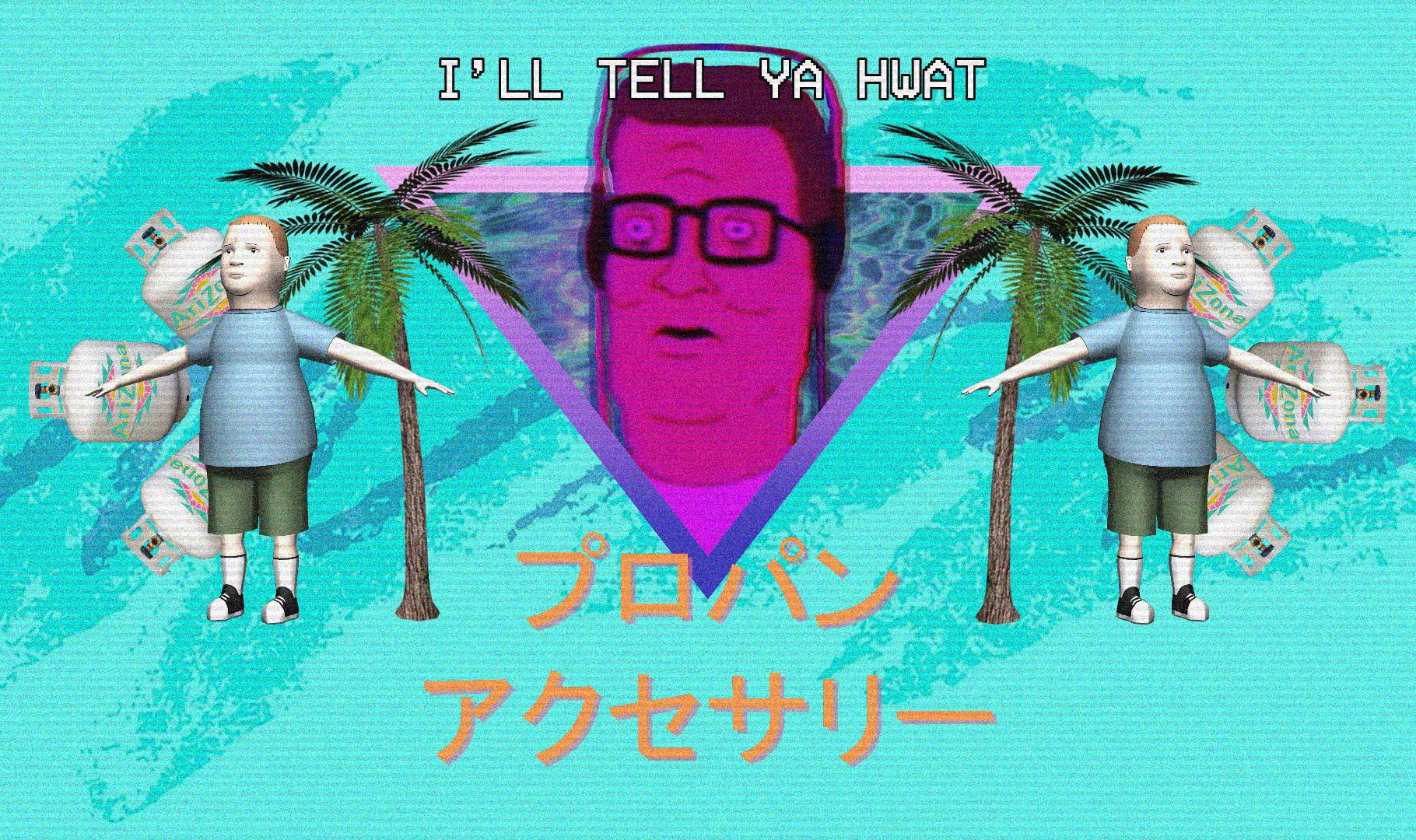 vaporwave, emotion, family, 720P, looking at camera, males, front view, females, western script, men, text, King of the Hill, people, child, group of people, HD Wallpaper