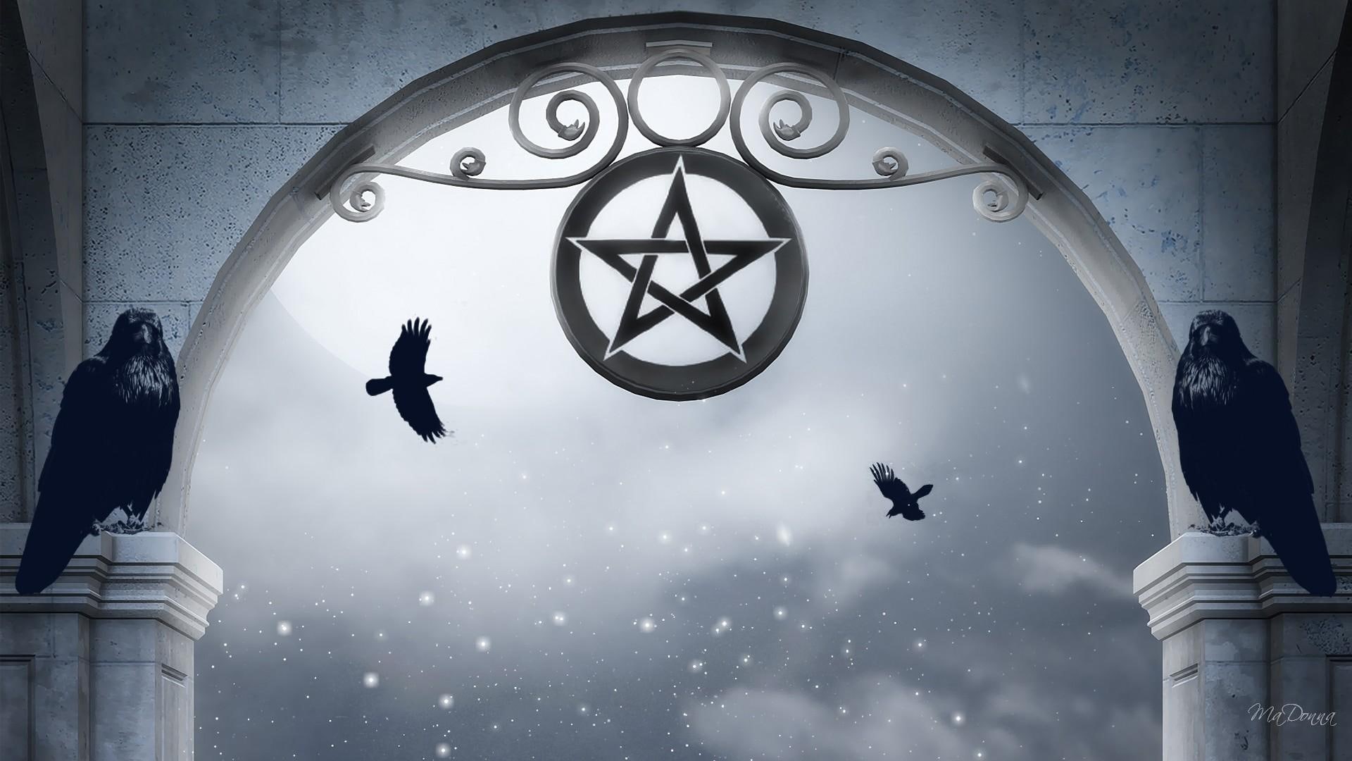 1080P, ravens, astrology, alternative belief systems such a fi, self help, mist, bird, firefox persona, pentagram, HD Wallpaper