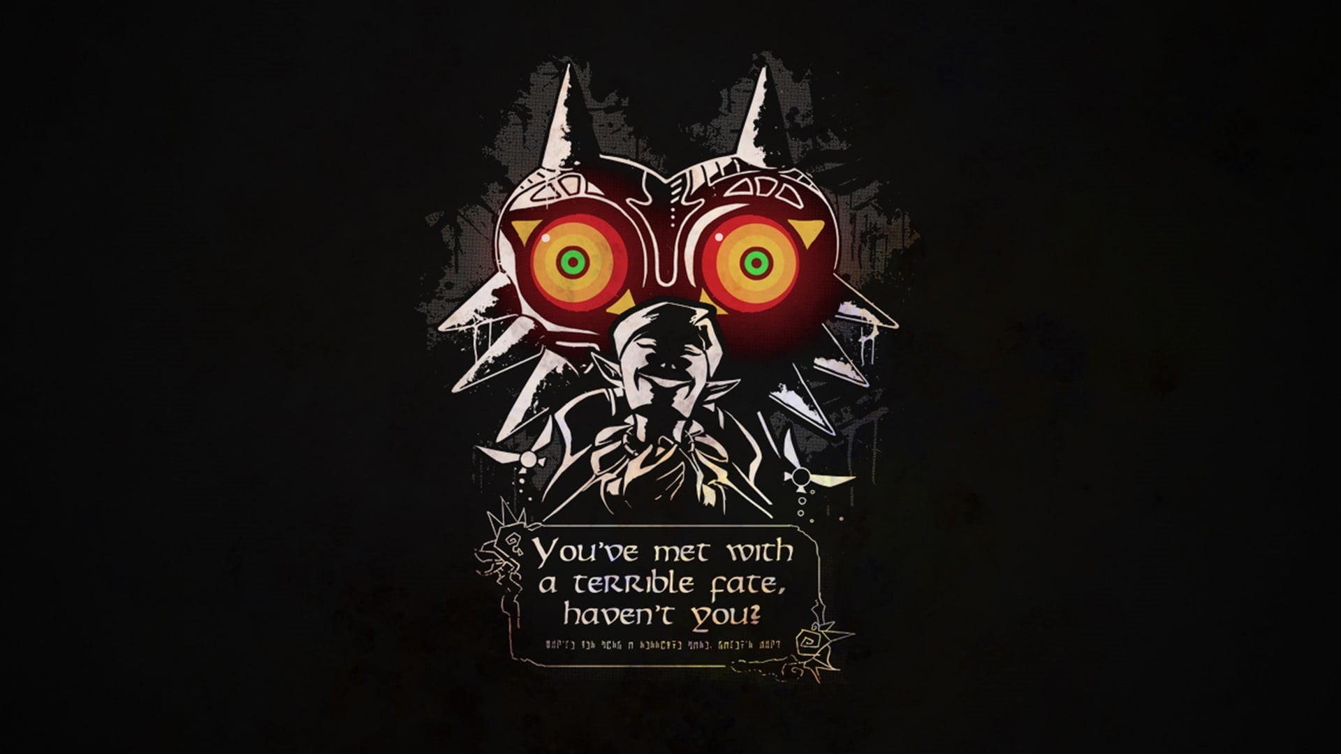 owl, communication, fun, The Legend of Zelda: Majoras Mask, creativity, Happy Mask Salesman, 1080P, The Legend of Zelda, evil, black background, copy space, HD Wallpaper