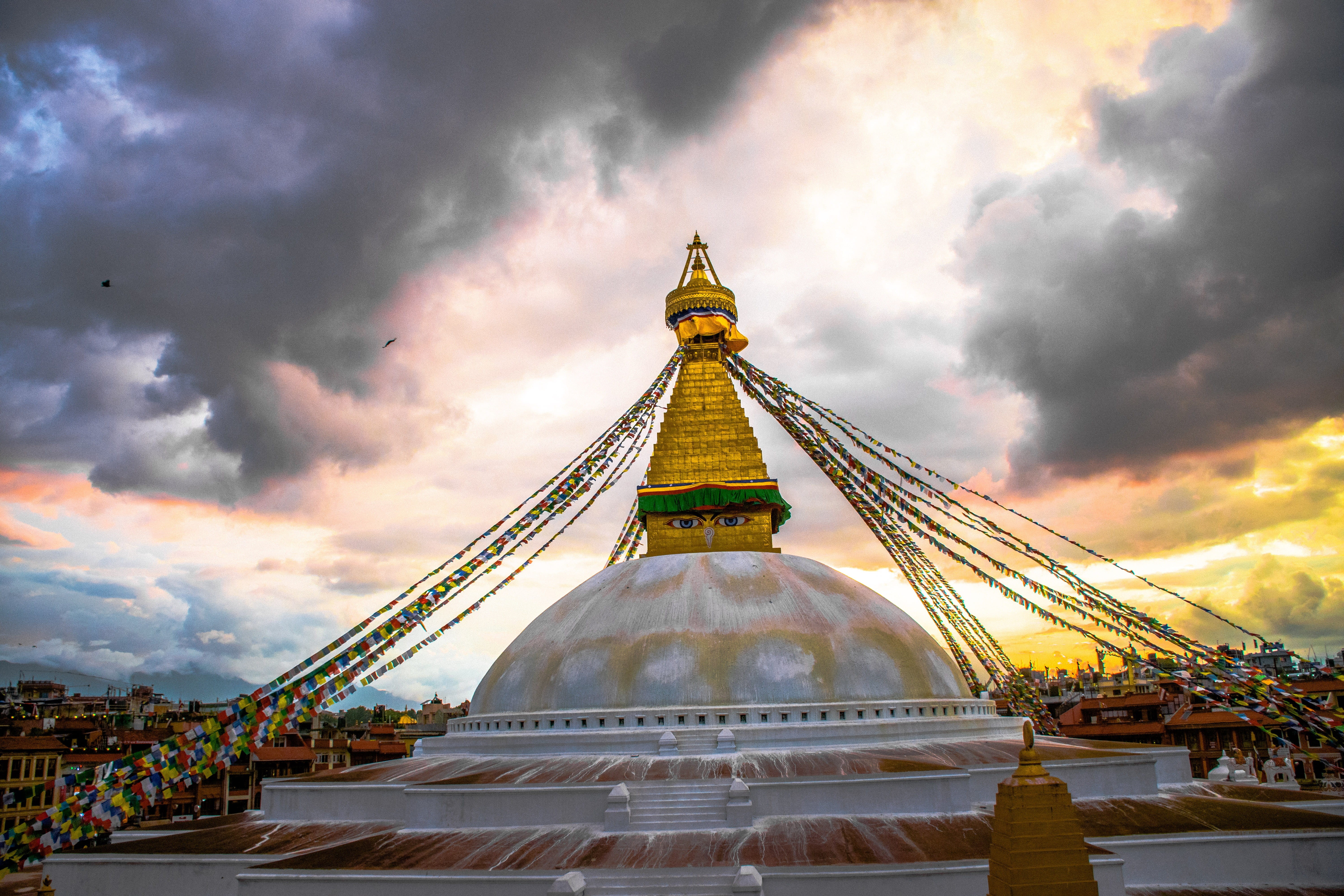 tibetan, history, architecture, building exterior, worship, buddha, nature, buddhism, cloud - sky, tourism, travel destinations, belief, flag, outdoors, HD Wallpaper
