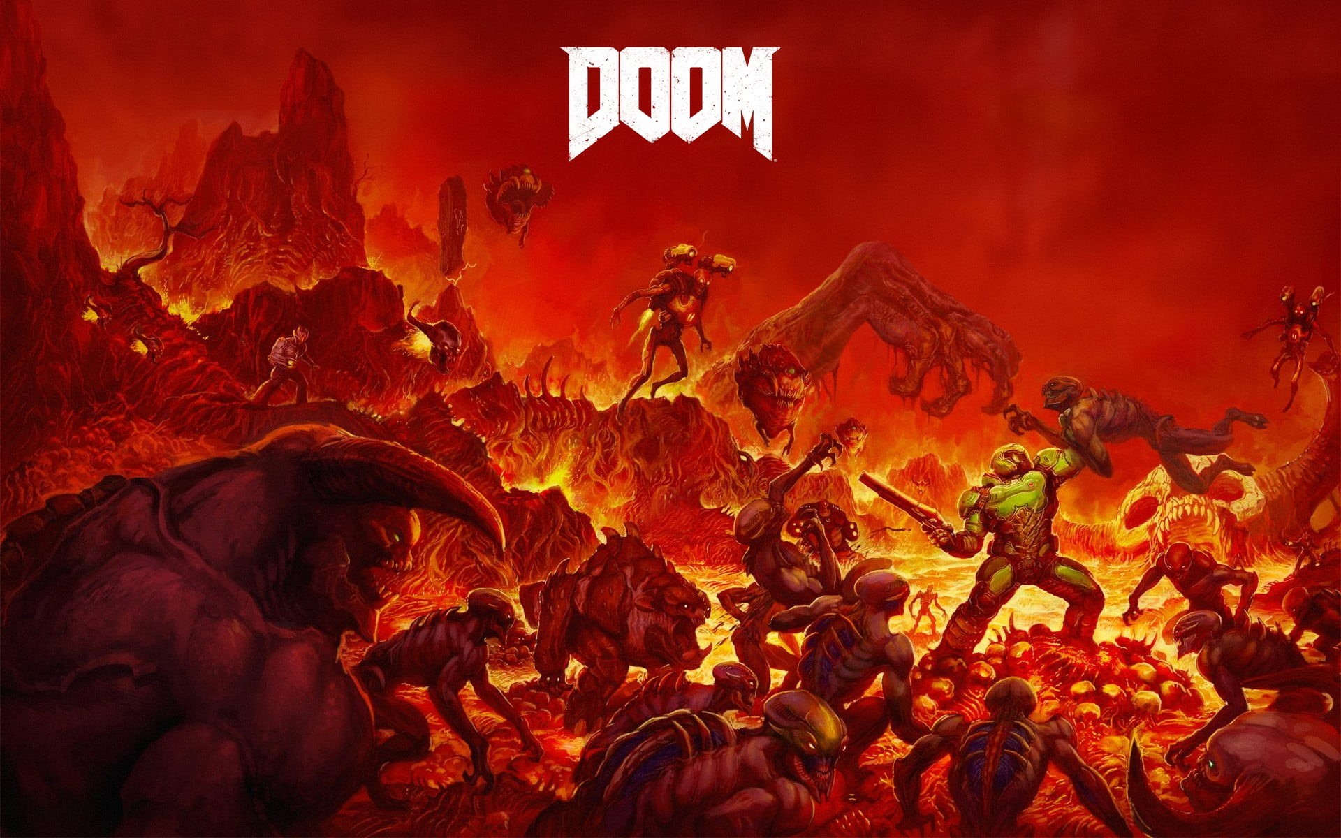 motion, belief, no people, celebration, 1080P, outdoors, nature, doom, communication, night, fire, game, religion, architecture, red, Doom (game), HD Wallpaper