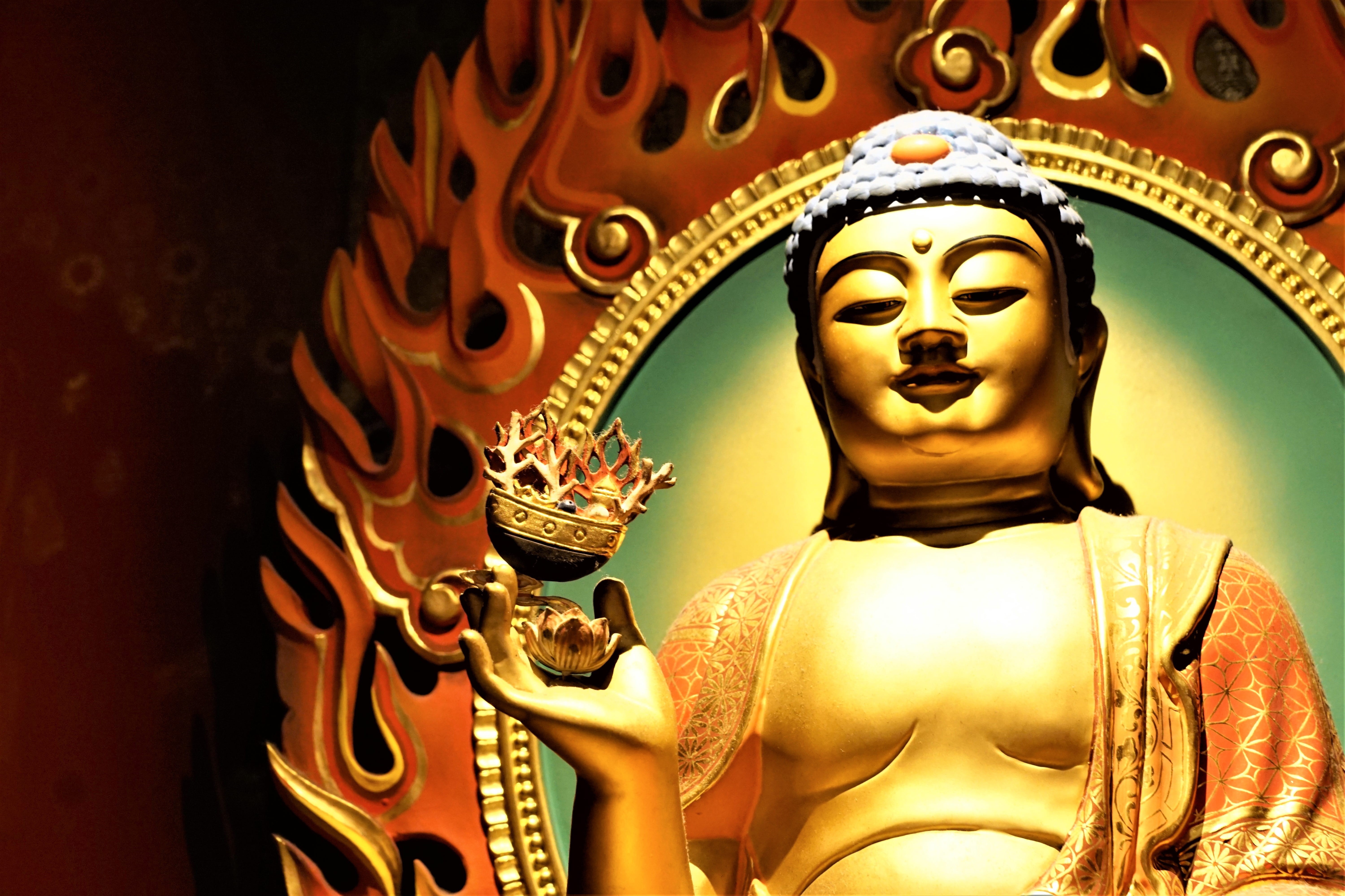 singapore, golden, travel, gold colored, luck, 5K, gift, statue, god, peace, holy, faith, worship, places of interest, art and craft, holiday, spirituality, HD Wallpaper