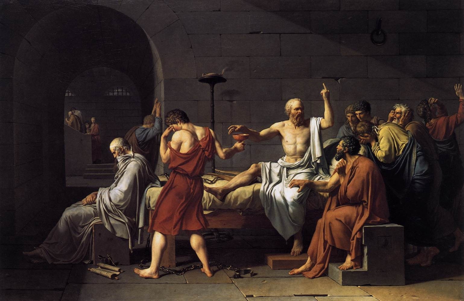 Greek philosophers, classic art, Jacques Louis David, Socrates, philosophy, artwork, 720P, painting, HD Wallpaper