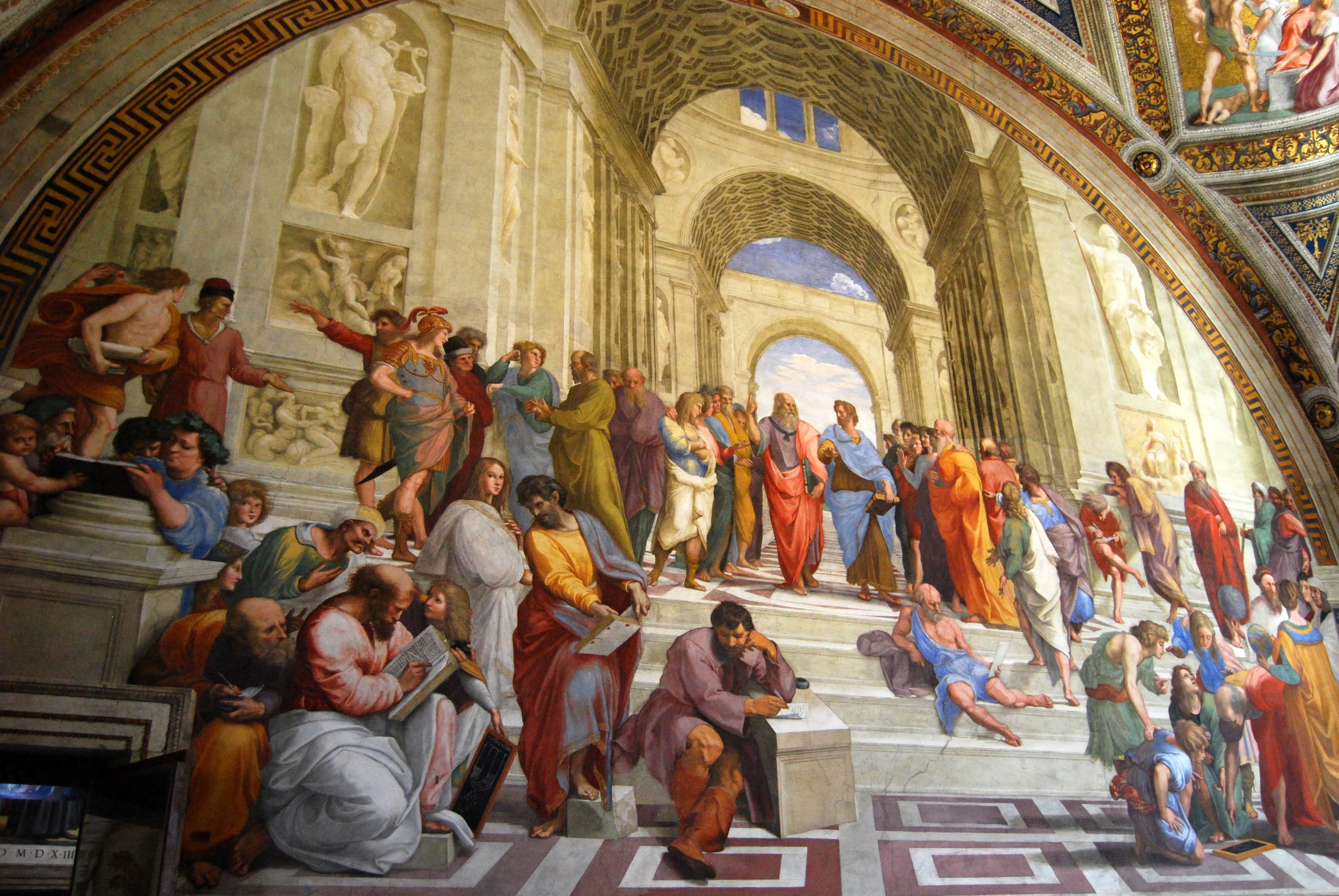 room signature, human representation, philosophers, group of people, museum, painting, belief, representation, built structure, mural, travel destinations, HD Wallpaper