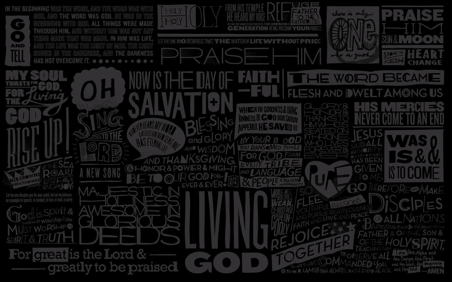 typography, religion, 1080P, text, word clouds, spiritual, black, dark, HD Wallpaper