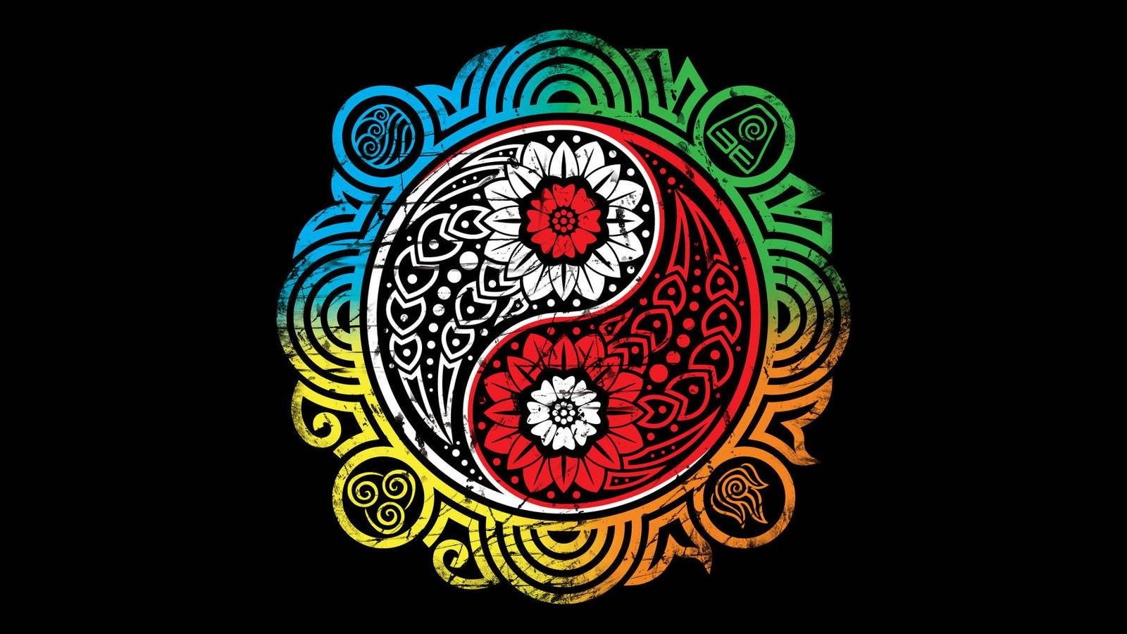 painted, minimalism, black background, multicolored, multi colored, pattern, floral pattern, creativity, craft, design, single object, no people, HD Wallpaper