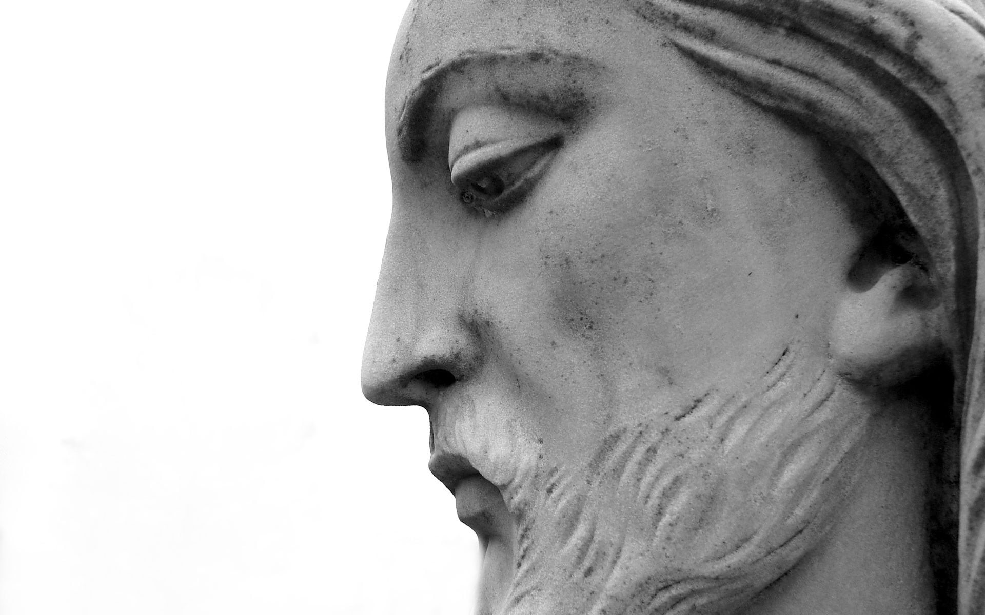 lifestyles, monochrome, Christ the Redeemer, white background, close-up, janeiro, Jesus Christ, body part, human face, 1080P, headshot, human body part, HD Wallpaper