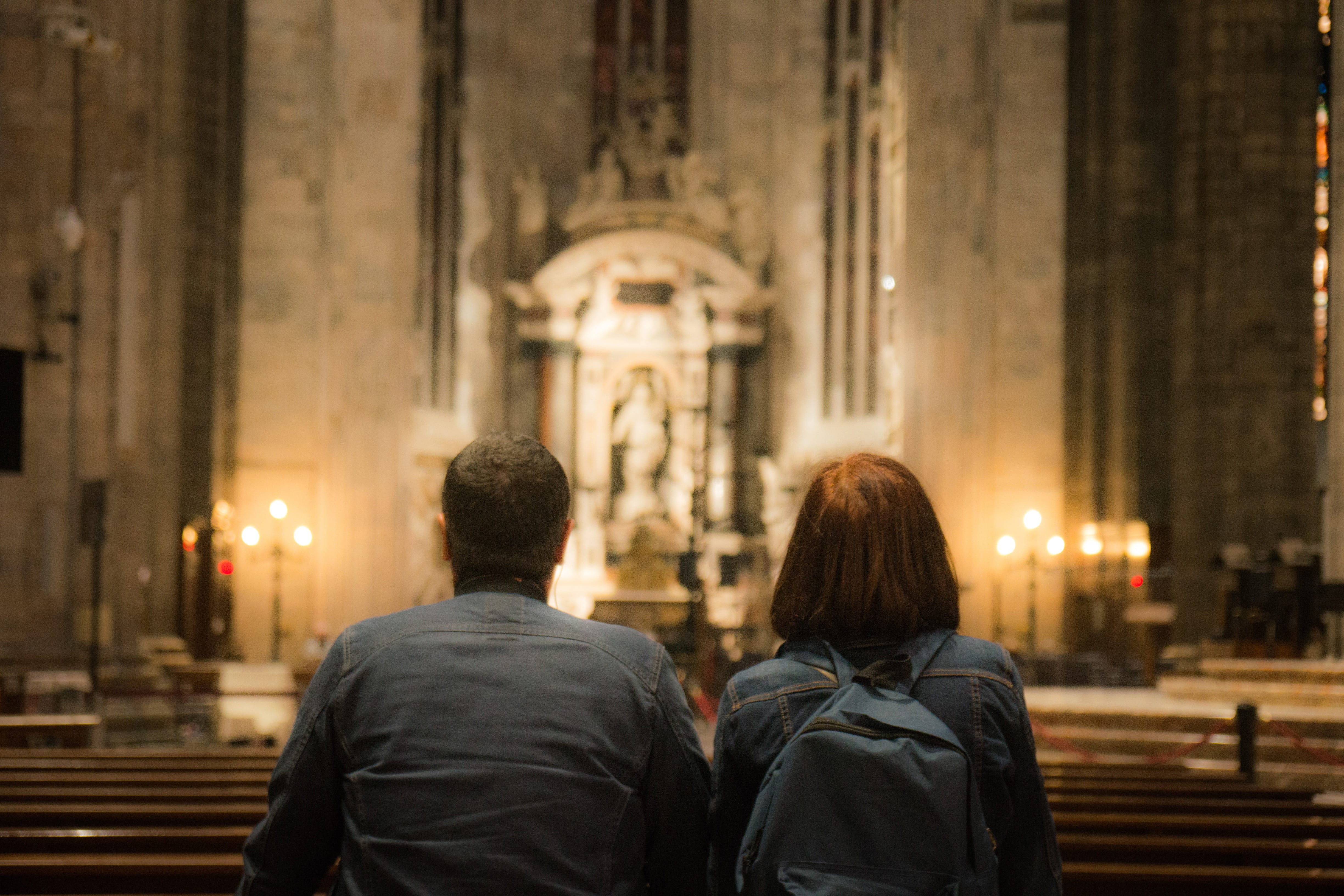building exterior, prayer, religious, rear view, men, illuminated, religion, two people, travel destinations, place of worship, spirituality, lifestyles, HD Wallpaper
