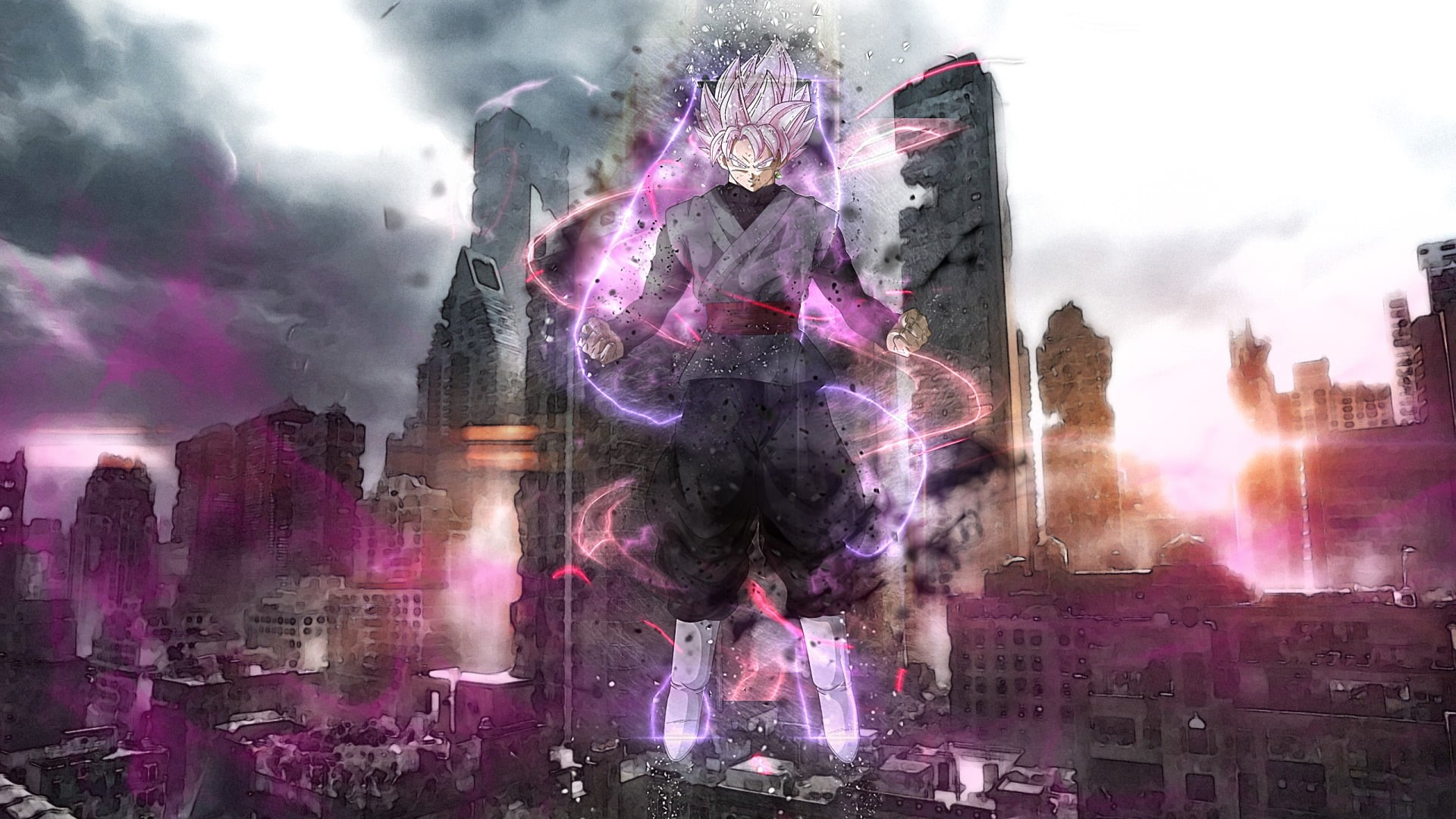 Dragon Ball Super, outdoors, futuristic, urban Scene, art, nature, 1080P, fantasy, arts culture and entertainment, multi Colored, rose, Dragon Ball, super, HD Wallpaper