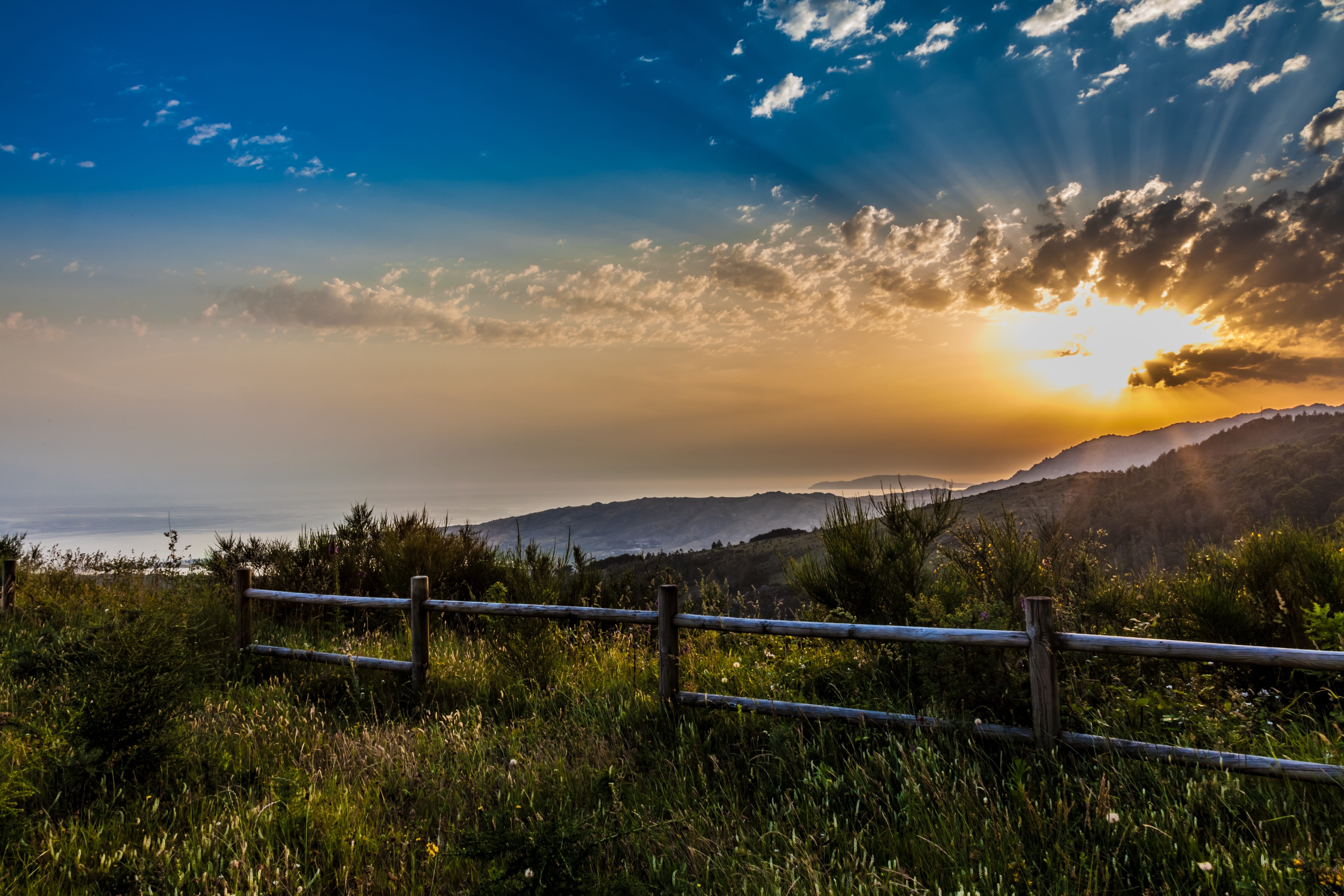 beauty in nature, nature, non-urban scene, tranquility, cielo, fence, naturaleza, Galicia, sunset, no people, outdoors, idyllic, scenics - nature, environment, HD Wallpaper