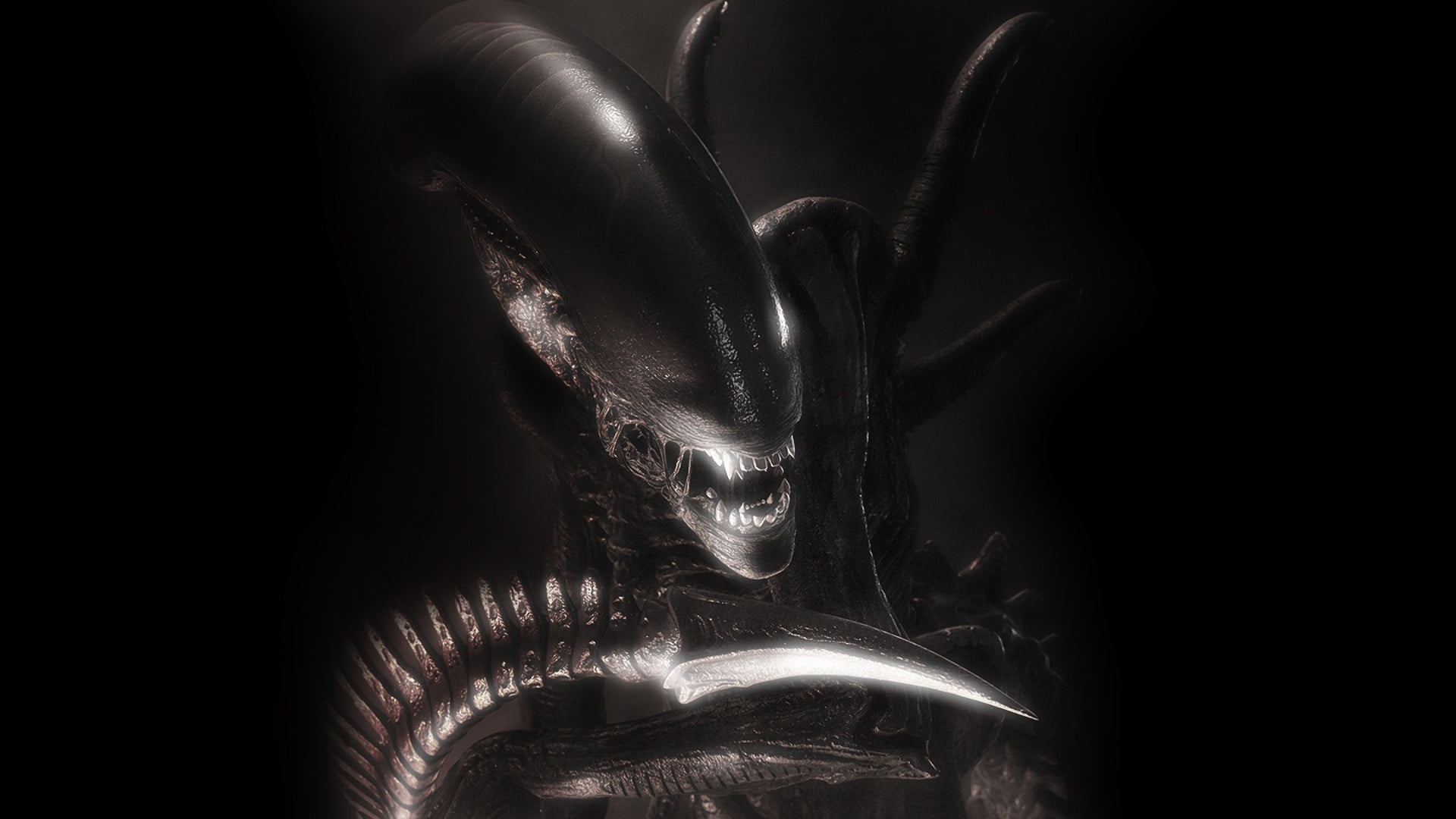 portrait, metal, human hand, dark, horror, hand, 1080P, close-up, representation, body part, art and craft, alien, digital, Xenomorph, science fiction, HD Wallpaper