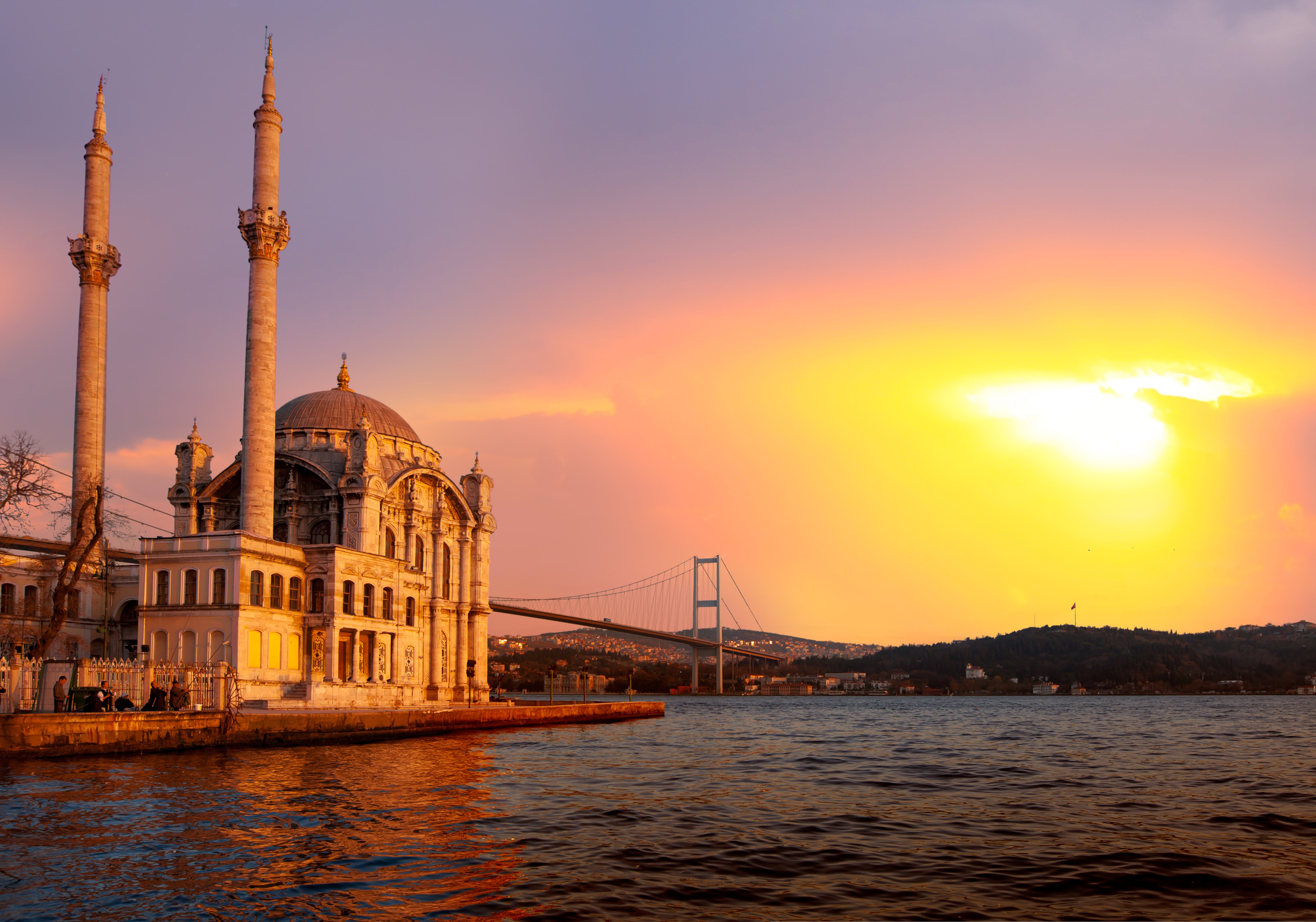 urban Scene, dome, istanbul, asia, built Structure, reflection, sea, Bosphorus bridge, monument, nature, outdoors, tourism, body, dusk, landscape, tower, HD Wallpaper
