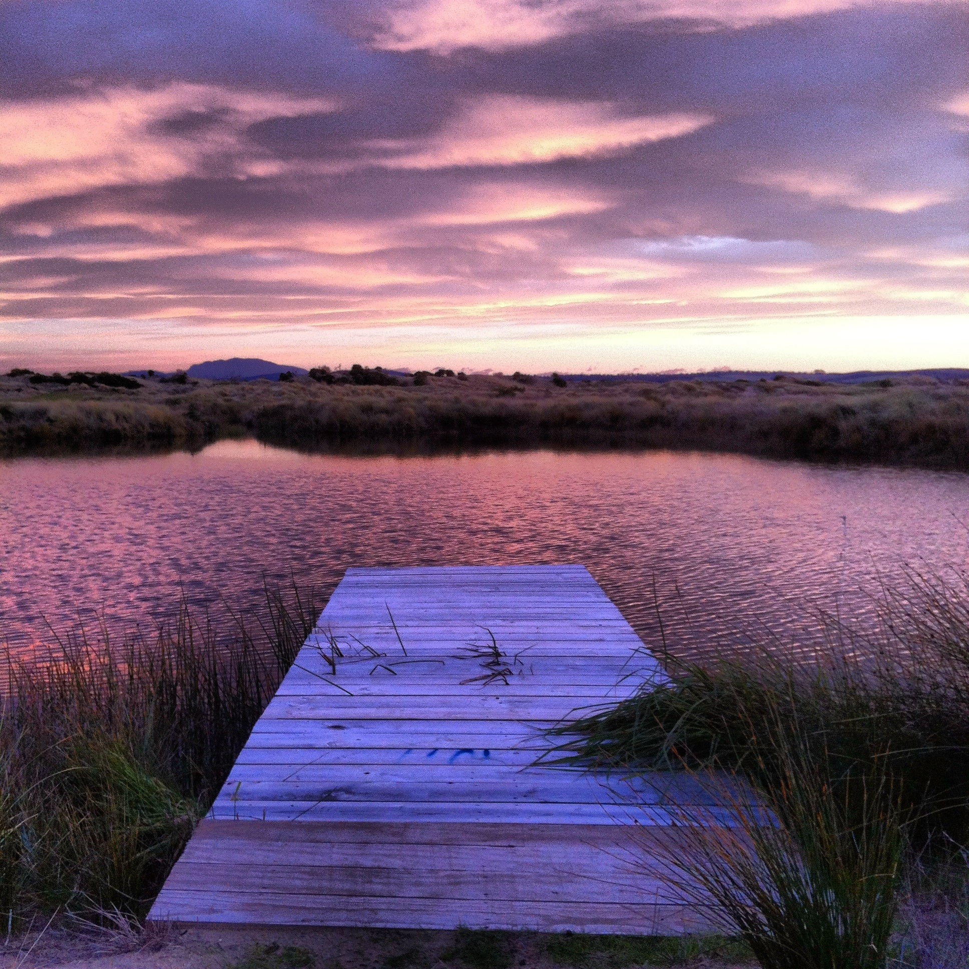 idyllic, cloud - sky, tranquil, water, tree, colour, relaxation, scenics - nature, non-urban scene, outdoors, jetty, light, nature, purple, quiet, grass, Phone HD Wallpaper