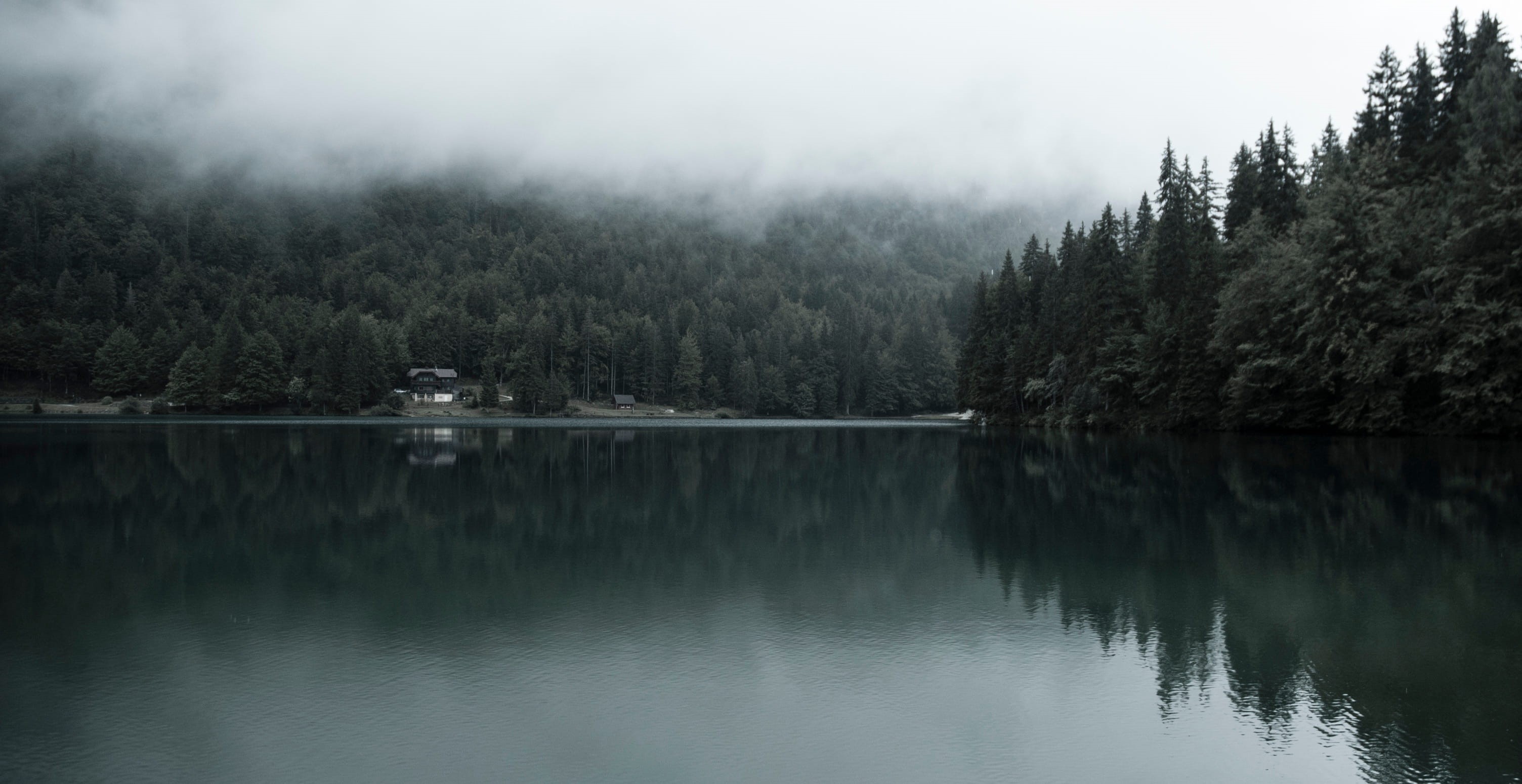 land, non-urban scene, reflection lake, photo, forest, landscape, 2K, body, water, scenics - nature, mountain, tree, beauty In Nature, tranquility, nature, HD Wallpaper
