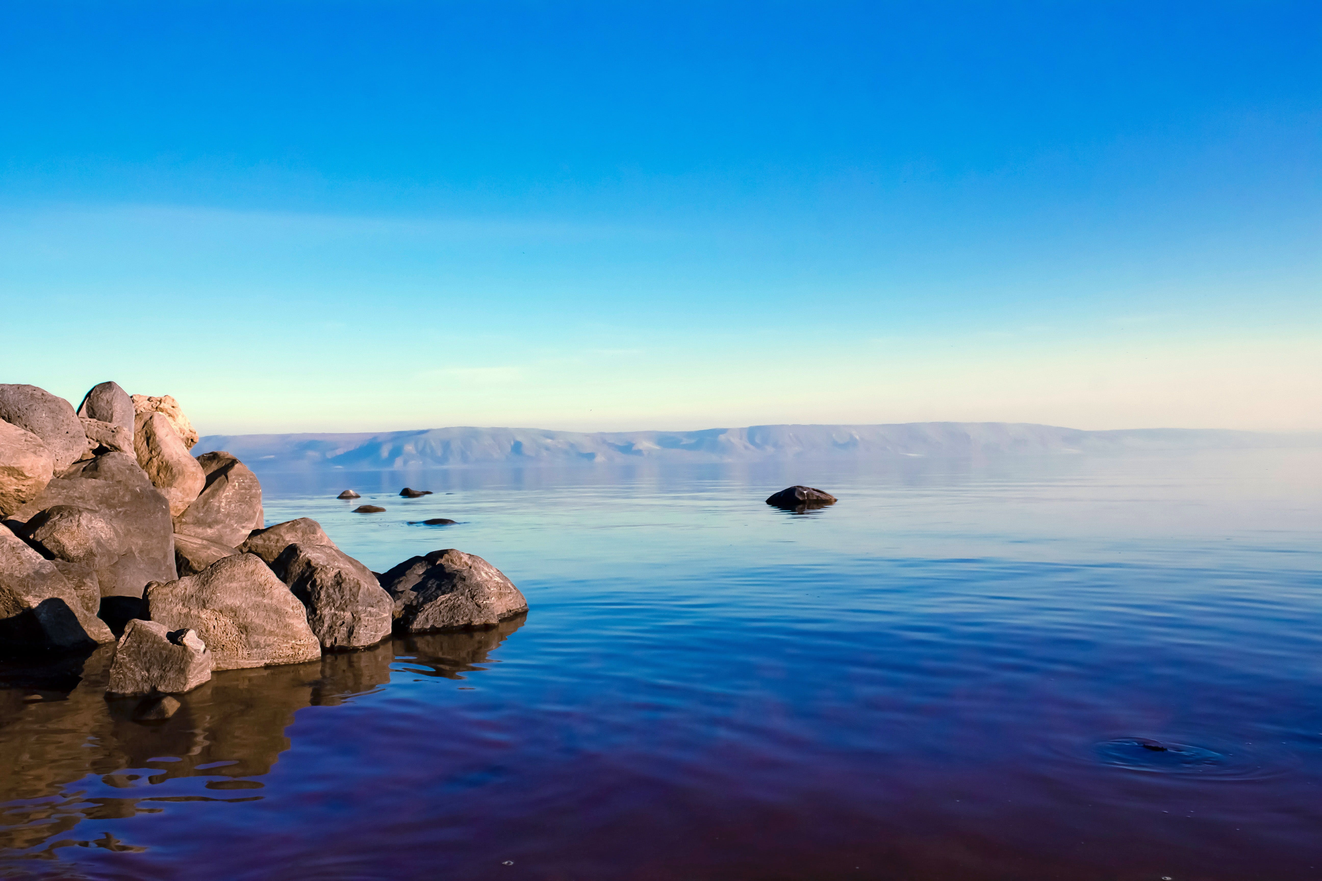 rock formation, seascape, tranquility, rock - Object, landscapes, water, coastline, solid, no people, scenics, public domain, sunset, outdoors, 5K, tranquil Scene, HD Wallpaper