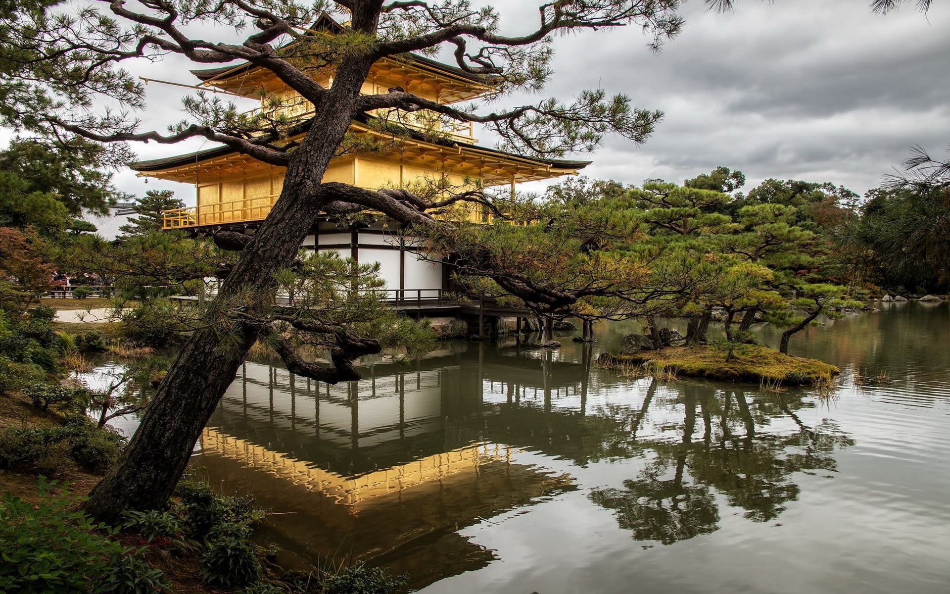 landscape, building exterior, tree, black, lake, beige, sky, beauty in nature, water, waterfront, scenics - nature, tranquility, cloud - sky, day, no people, HD Wallpaper