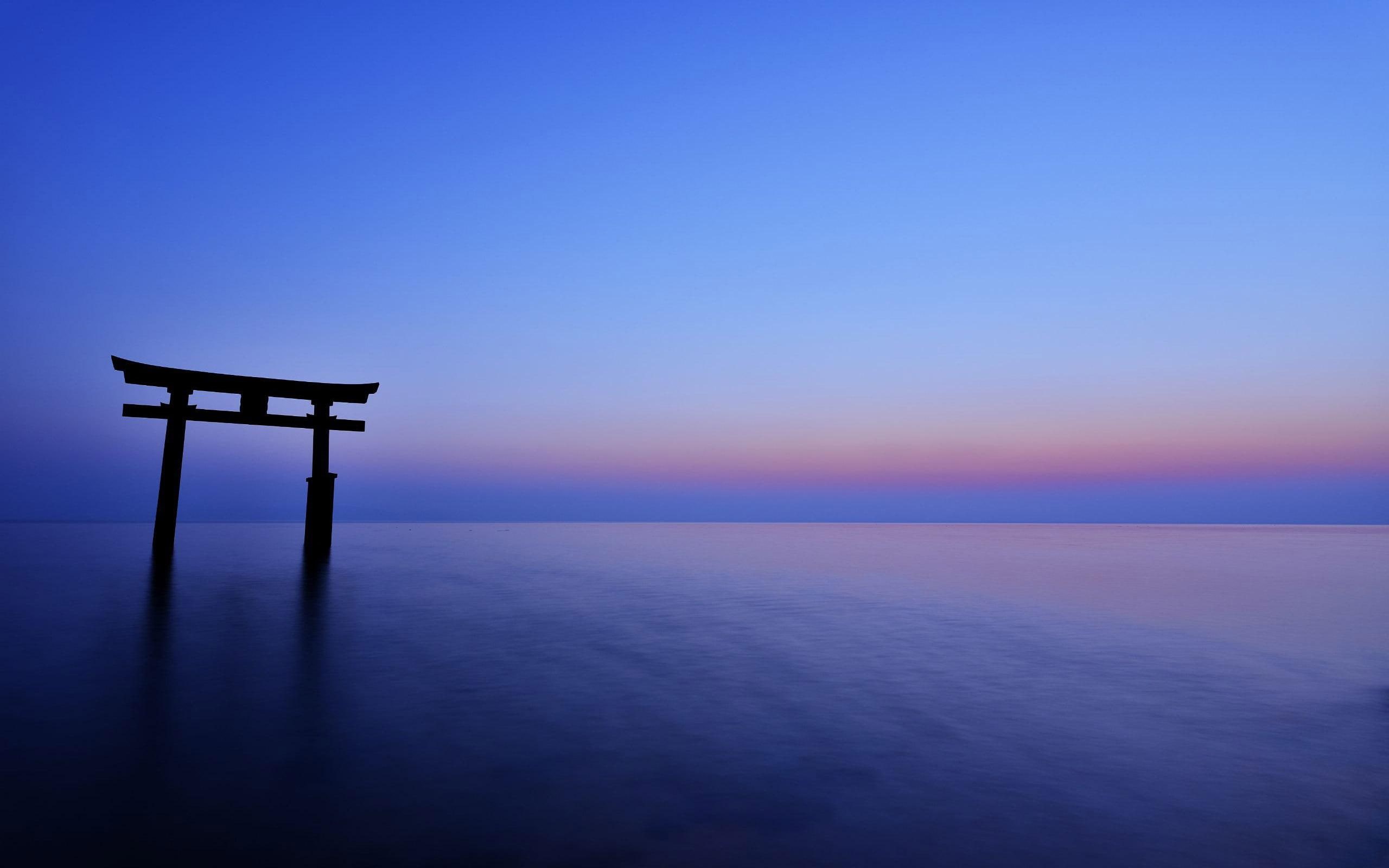 japan, shirahige jinja, 2560x1600, itsukushima, asia, 2K, shirahige, jinja, beaches, shrine, HD Wallpaper