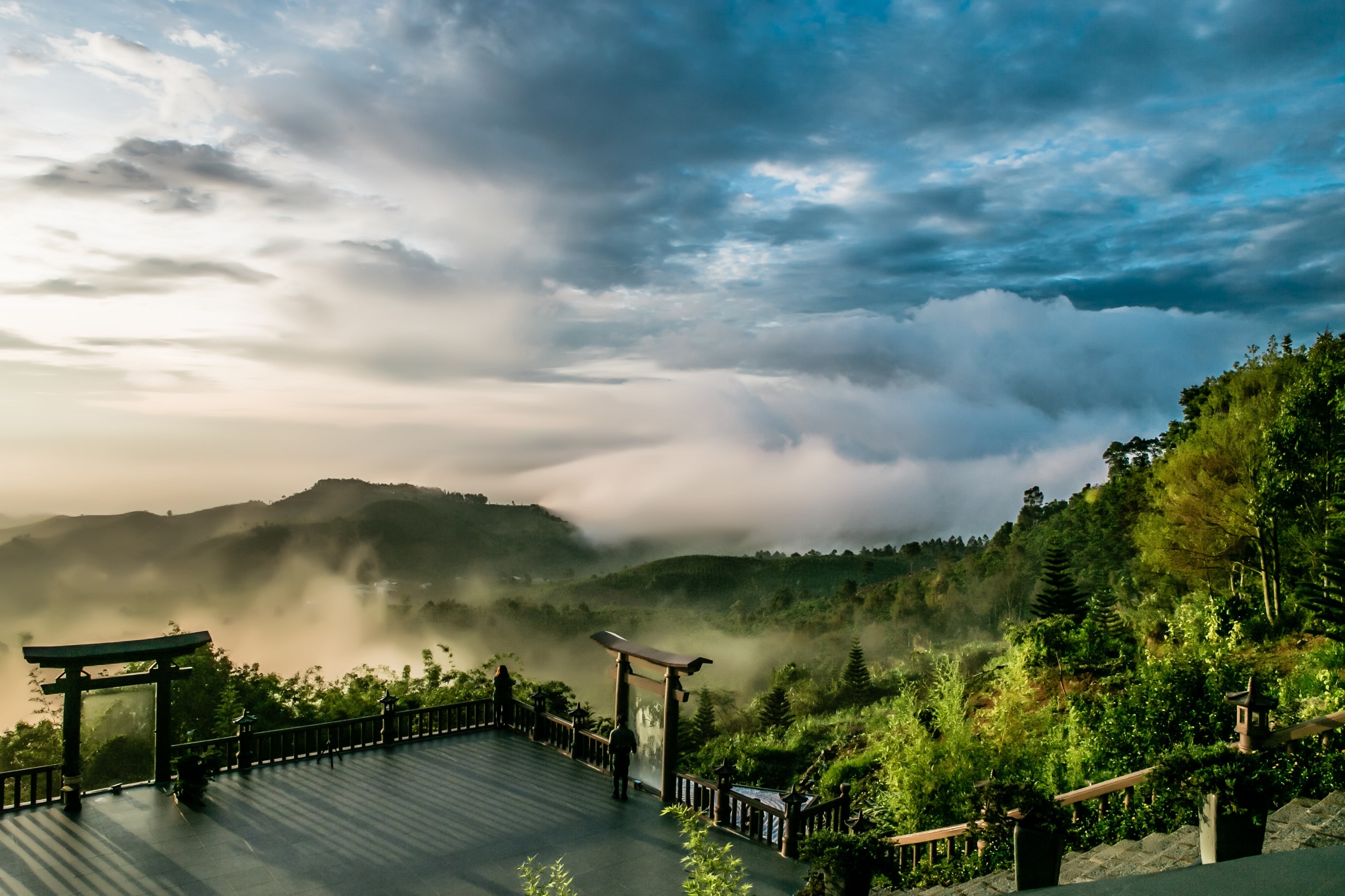 sky, tranquil scene, mountain, lam dong, day, 4K, tranquility, non-urban scene, gates, shrine, japanese, pagoda, scenics, vietnam, tree, scenics - nature, HD Wallpaper