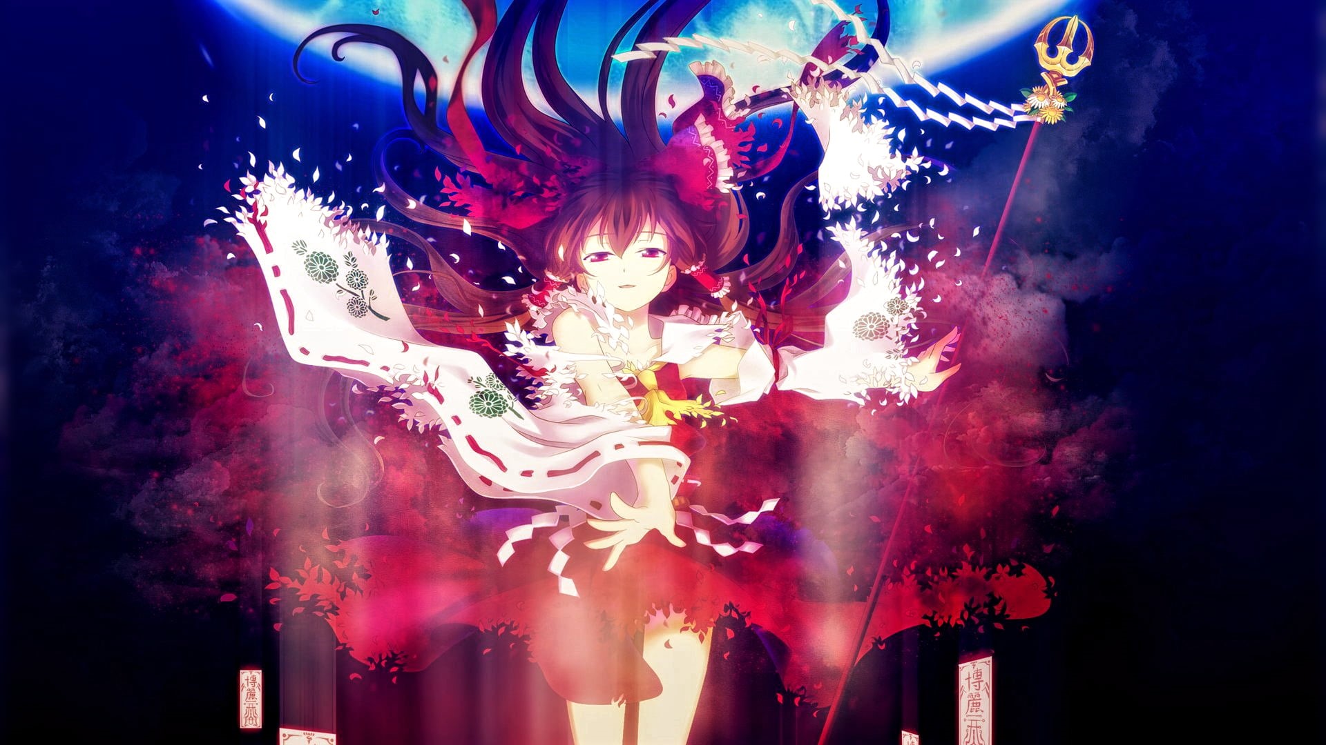 art and craft, black background, character, sea, paint, Touhou, girl, arts culture and entertainment, underwater, smoke - physical structure, Hakurei Reimu, HD Wallpaper