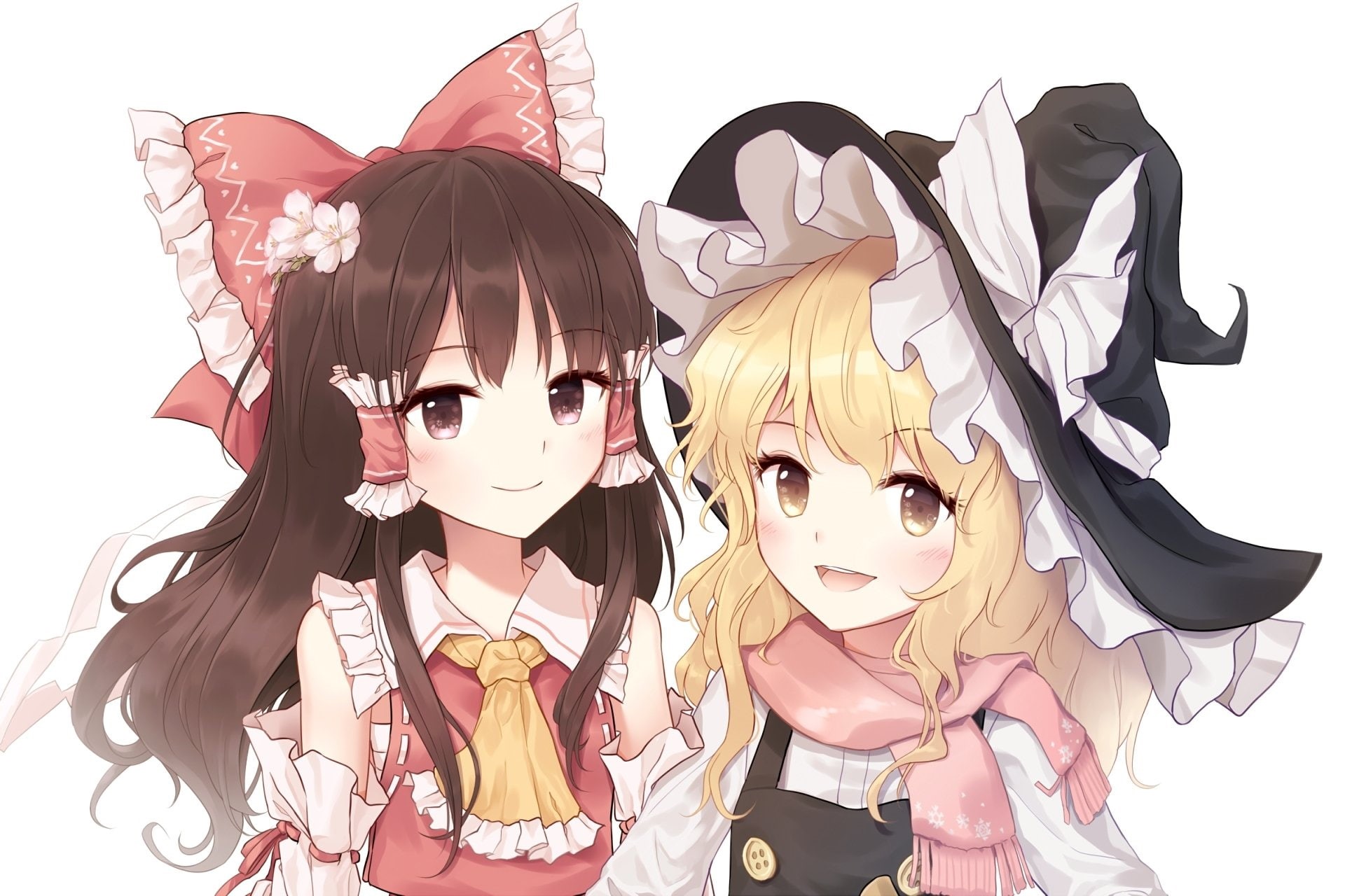 Touhou, Marisa Kirisame, 1080P, Anime, Reimu Hakurei, HD Wallpaper