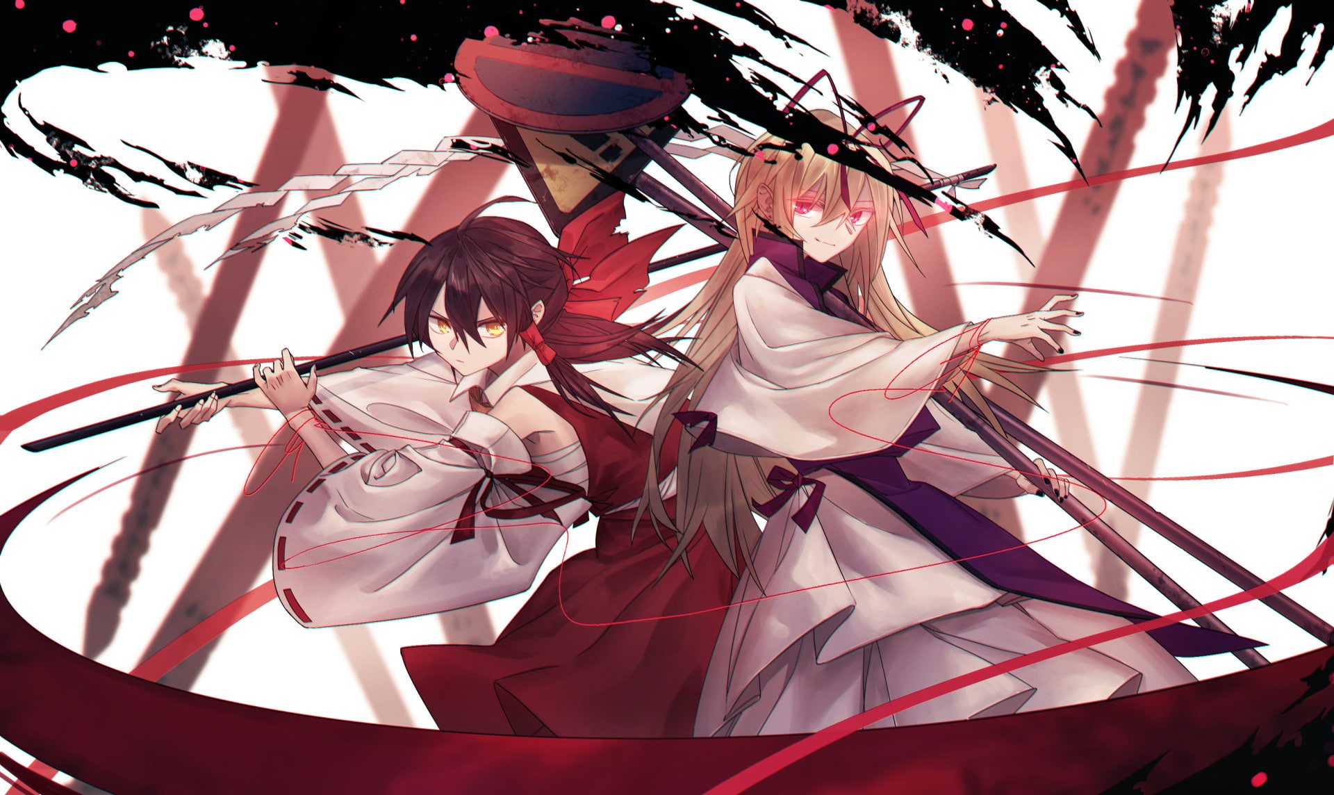1080P, Touhou, Anime, Yukari Yakumo, Reimu Hakurei, HD Wallpaper