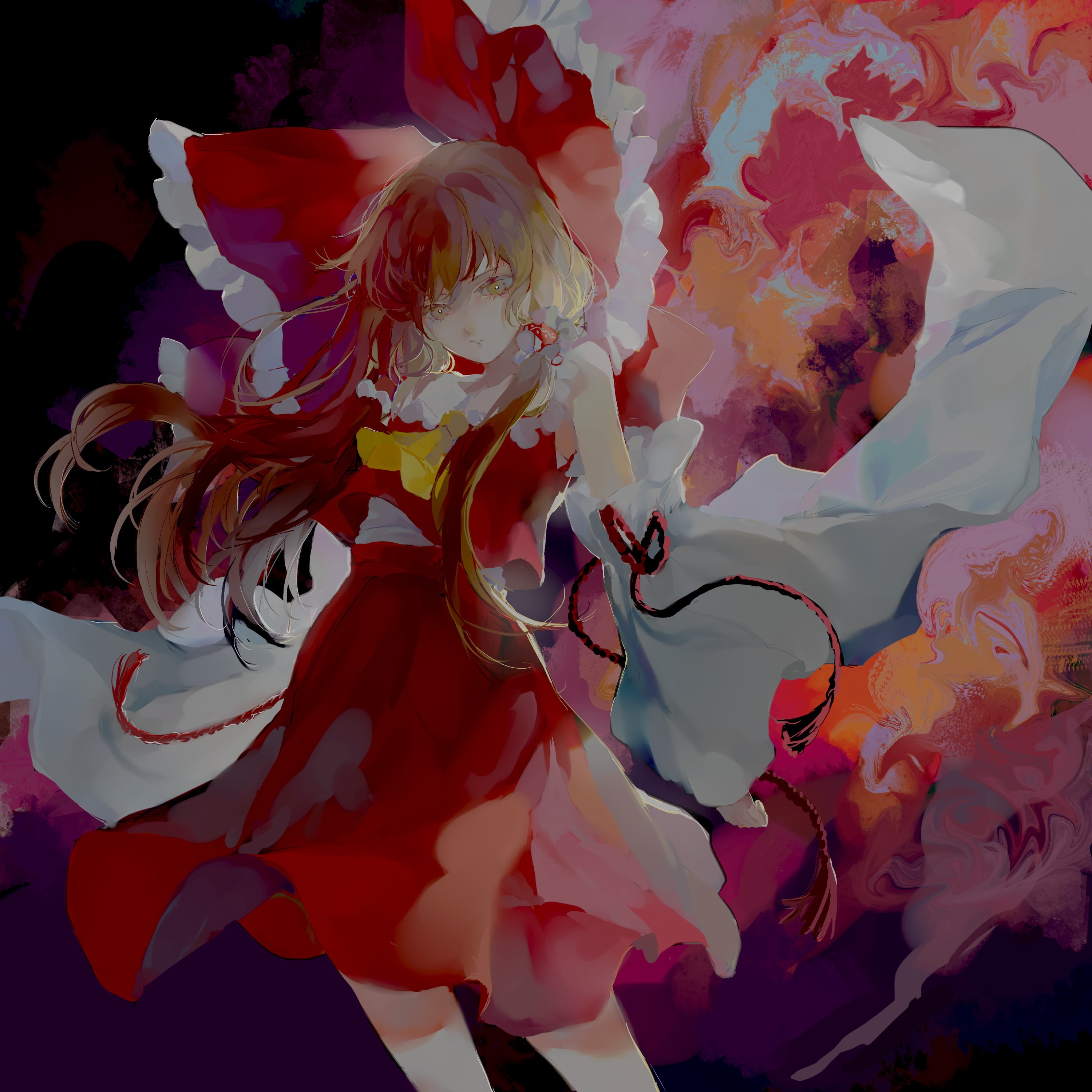 Hakurei Reimu, Touhou, anime, 2K, anime girls, Phone HD Wallpaper