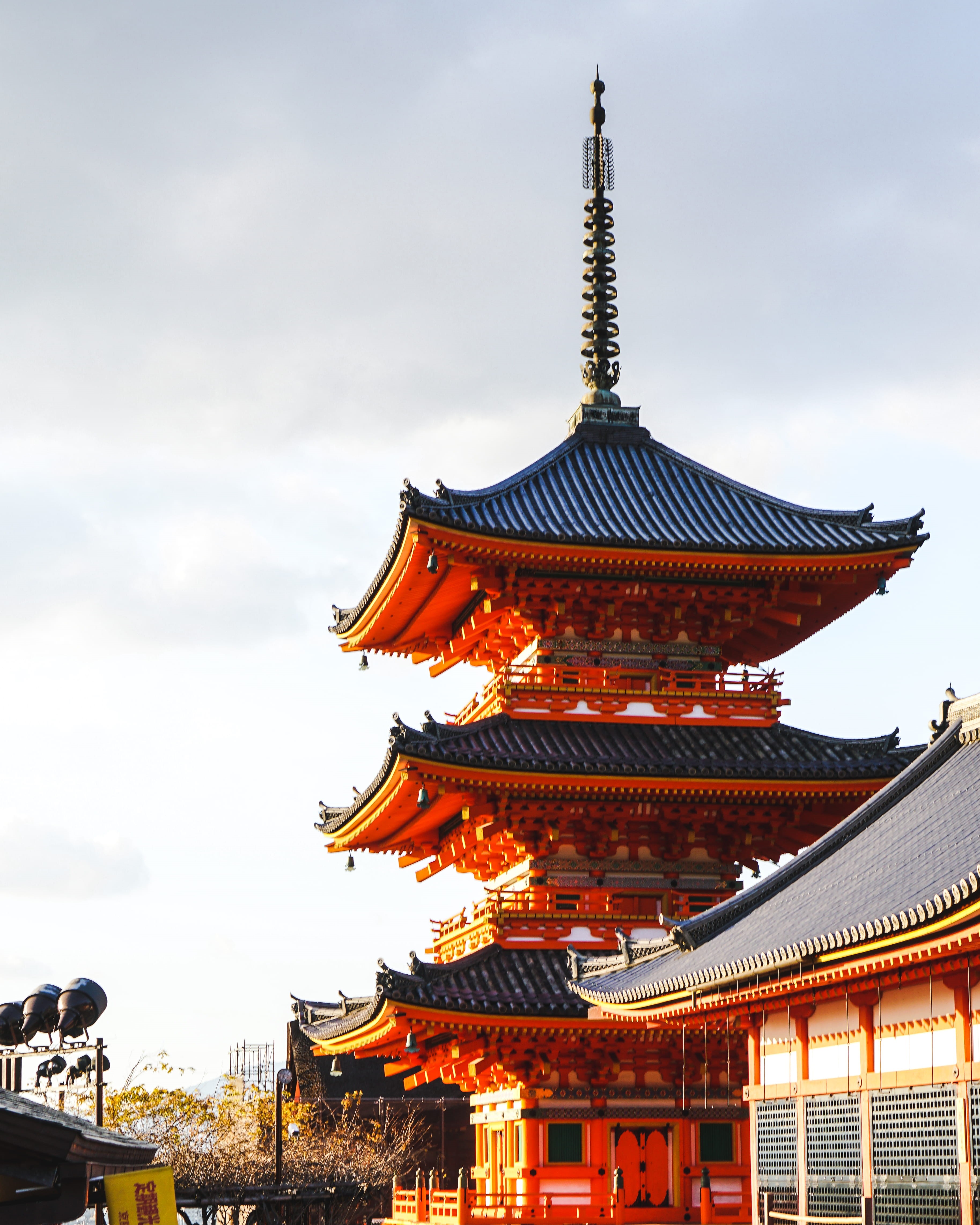belief, temple, religion, office building, metropolis, neighborhood, animal, kyoto, sky, golden hour, worship, built structure, building exterior, ornate, Phone HD Wallpaper