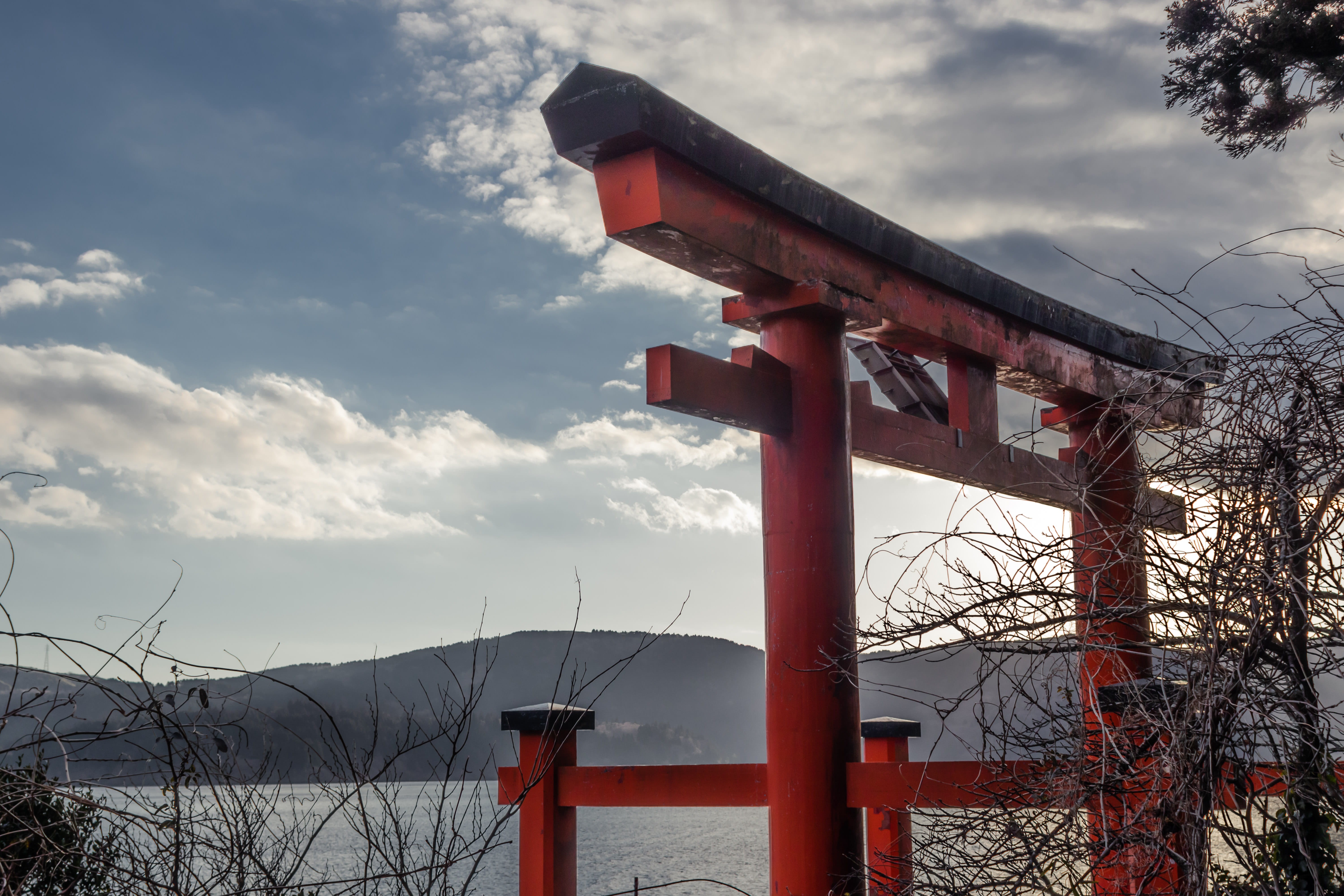 patio, japantrip, traditinaljapan, building, 5K, branch, nature, sky, outdoors, cloud - sky, kyoto, gate, silhouette, hakone, architecture, built structure, HD Wallpaper