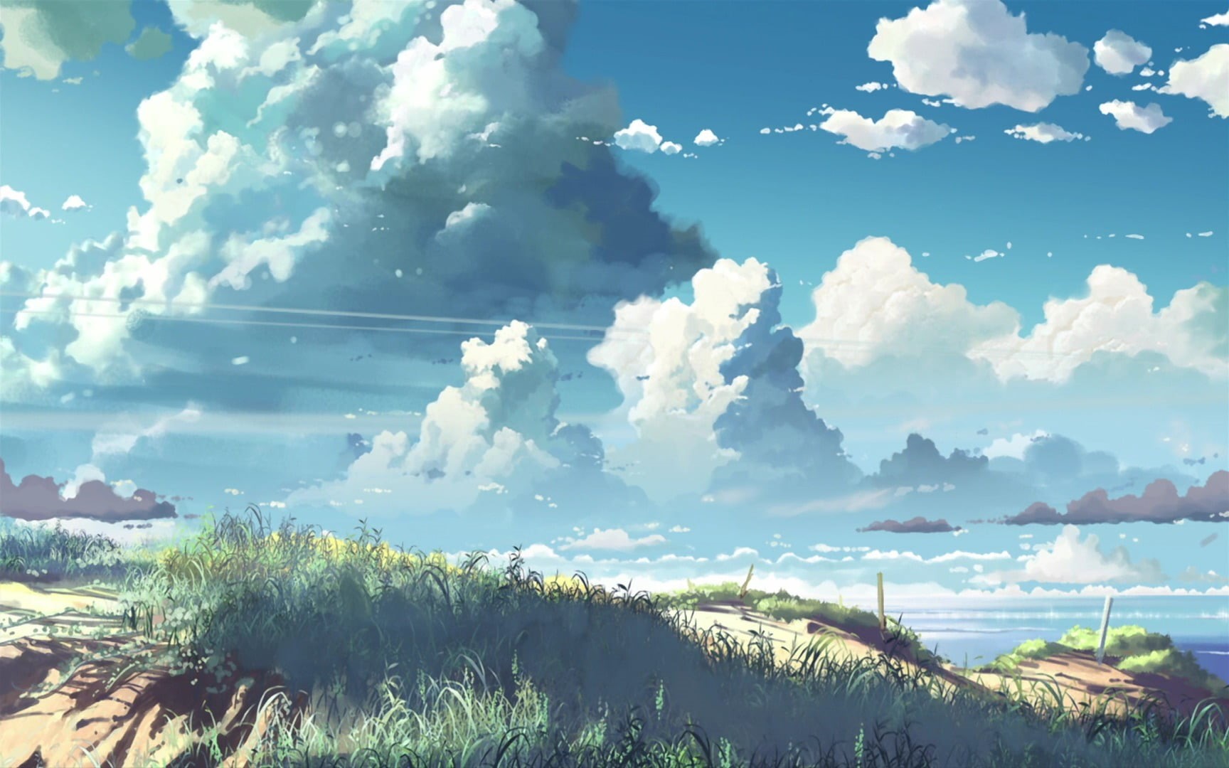 720P, plant, day, scenics - nature, growth, anime, nature, tree, tranquility, beauty in nature, sky, artwork, cloud - sky, land, environment, field, Makoto Shinkai , HD Wallpaper