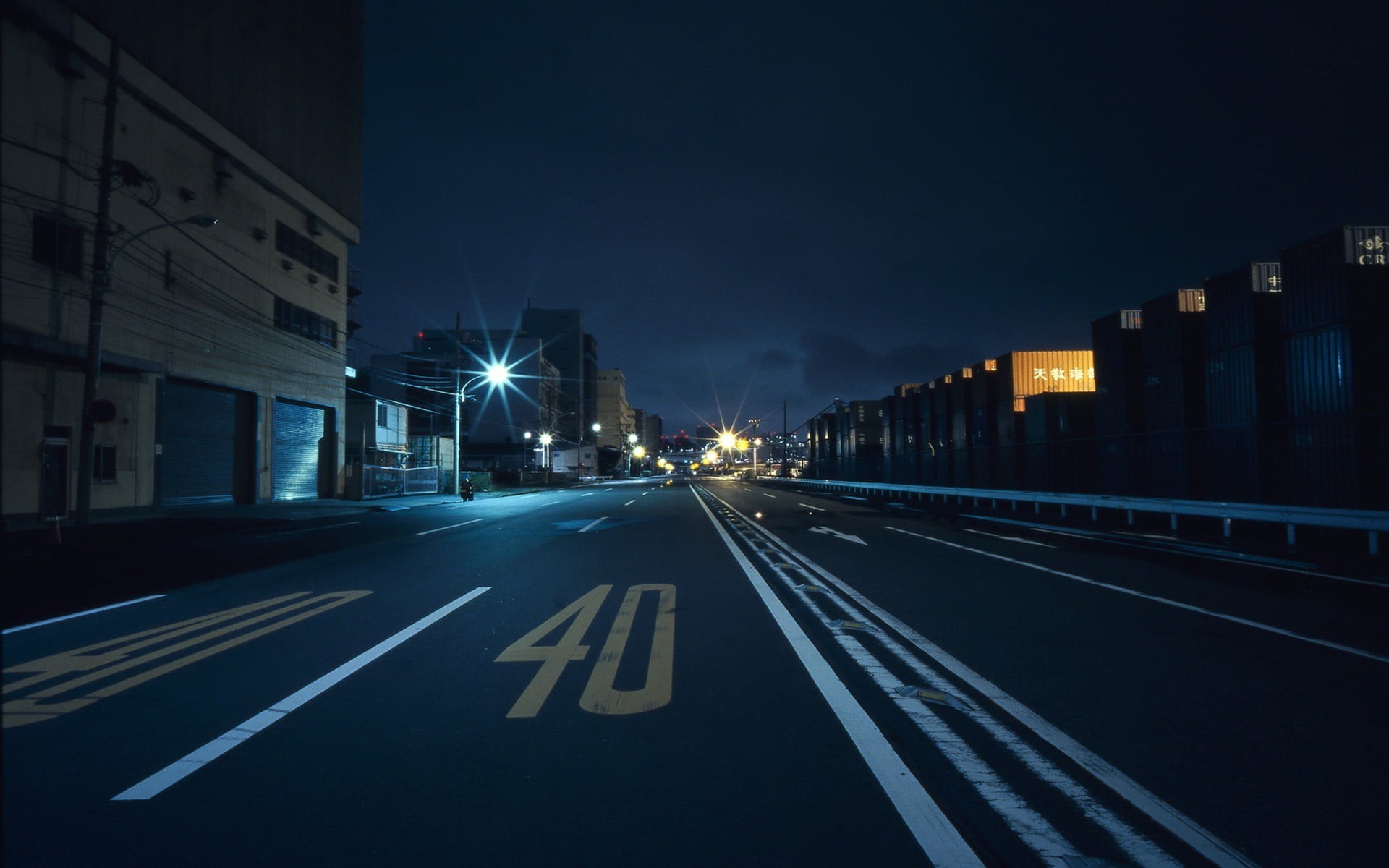 1080P, Japan, city, no people, architecture, road, symbol, the way forward, road marking, street, marking, building exterior, night, white, diminishing perspective, HD Wallpaper