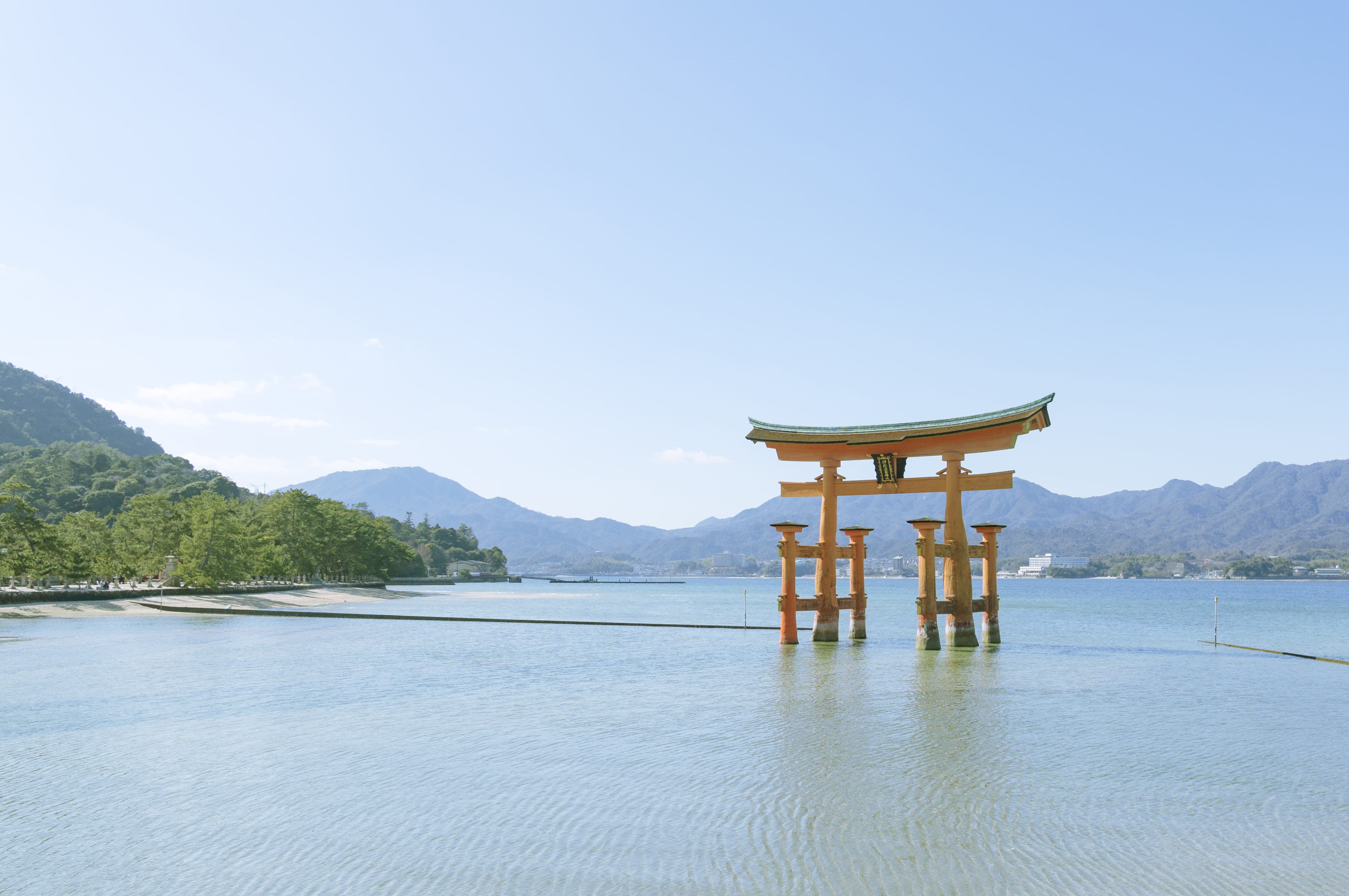 architecture, waterfront, shrine, scenics - nature, no people, outdoors, 4K, beauty in nature, hatsukaichi, travel destinations, tranquil scene, sea, built structure, HD Wallpaper