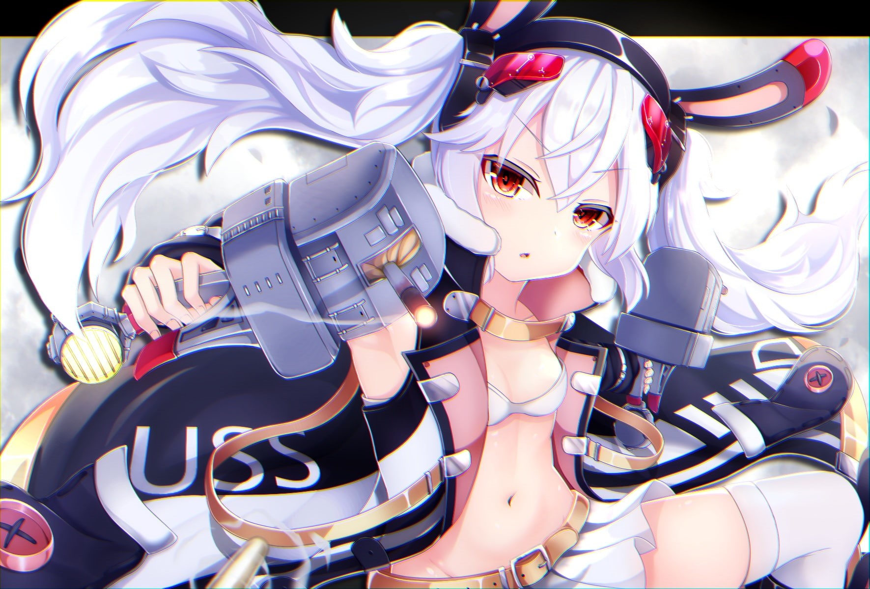 azur, lane, indoors, clothing, ears, 720P, 263436, day, still life, eyes, no people, amusement park, navel, high angle view, white color, konachan, bone, HD Wallpaper
