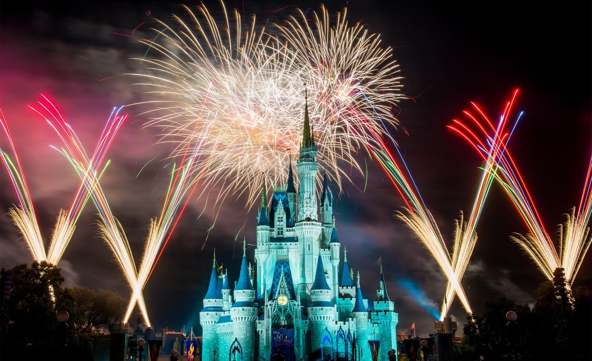 disney, glowing, nature, sky, arts culture and entertainment, celebration, building exterior, illuminated, architecture, exploding, long exposure, light, HD Wallpaper