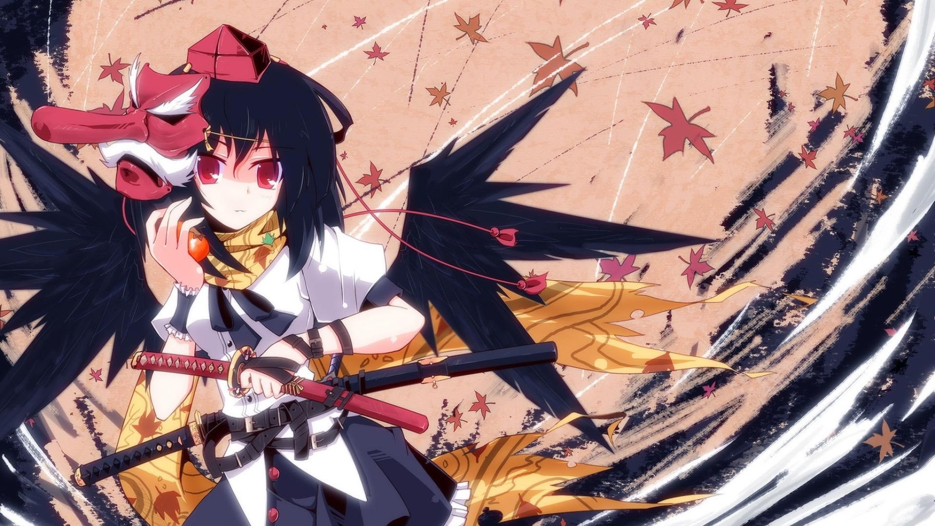black hair, male likeness, celebration, craft, creativity, 1080P, representation, Aya Shameimaru, human representation, anime girls, nature, no people, HD Wallpaper